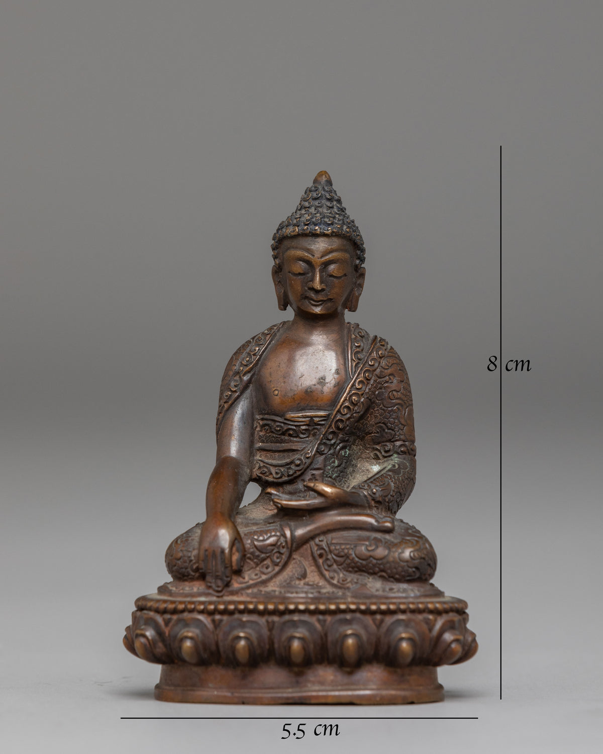 Handcrafted Oxidized Copper Shakyamuni Buddha Sculpture