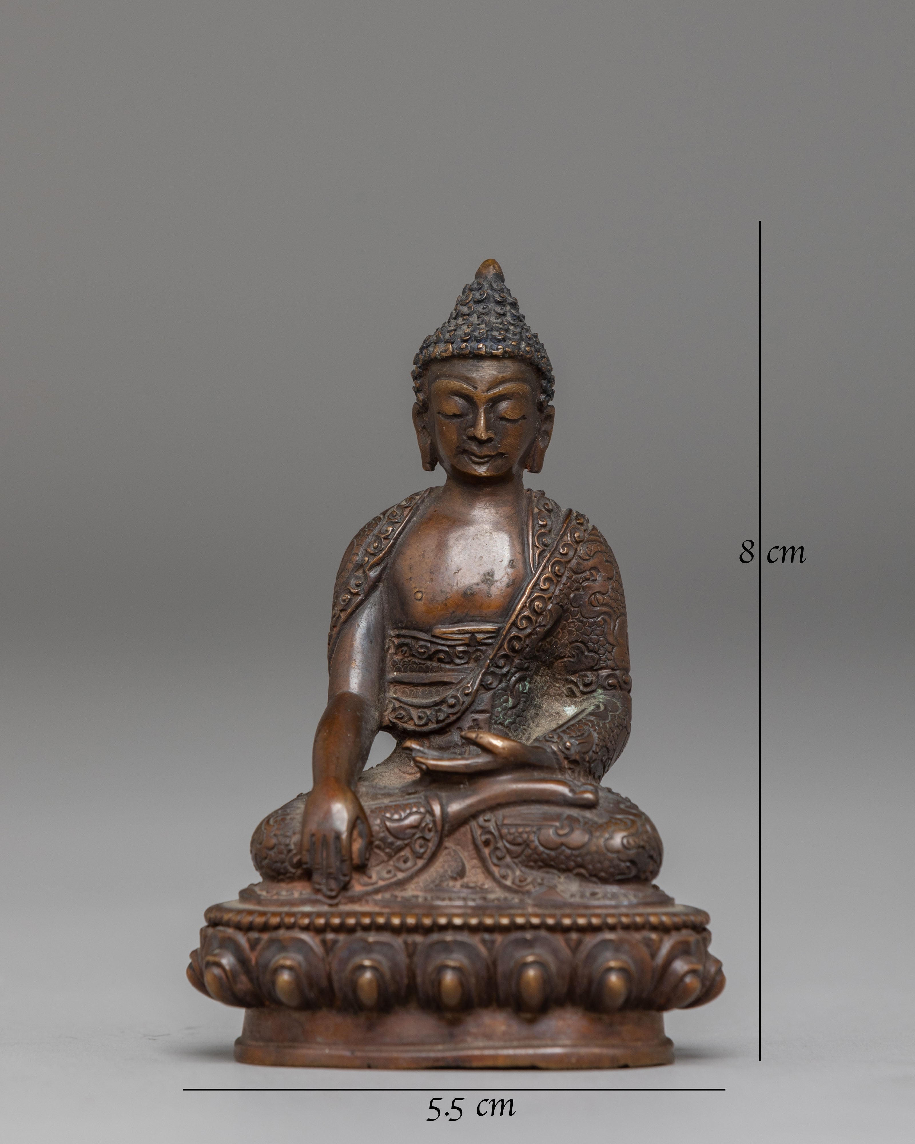 Handcrafted Oxidized Copper Shakyamuni Buddha Sculpture