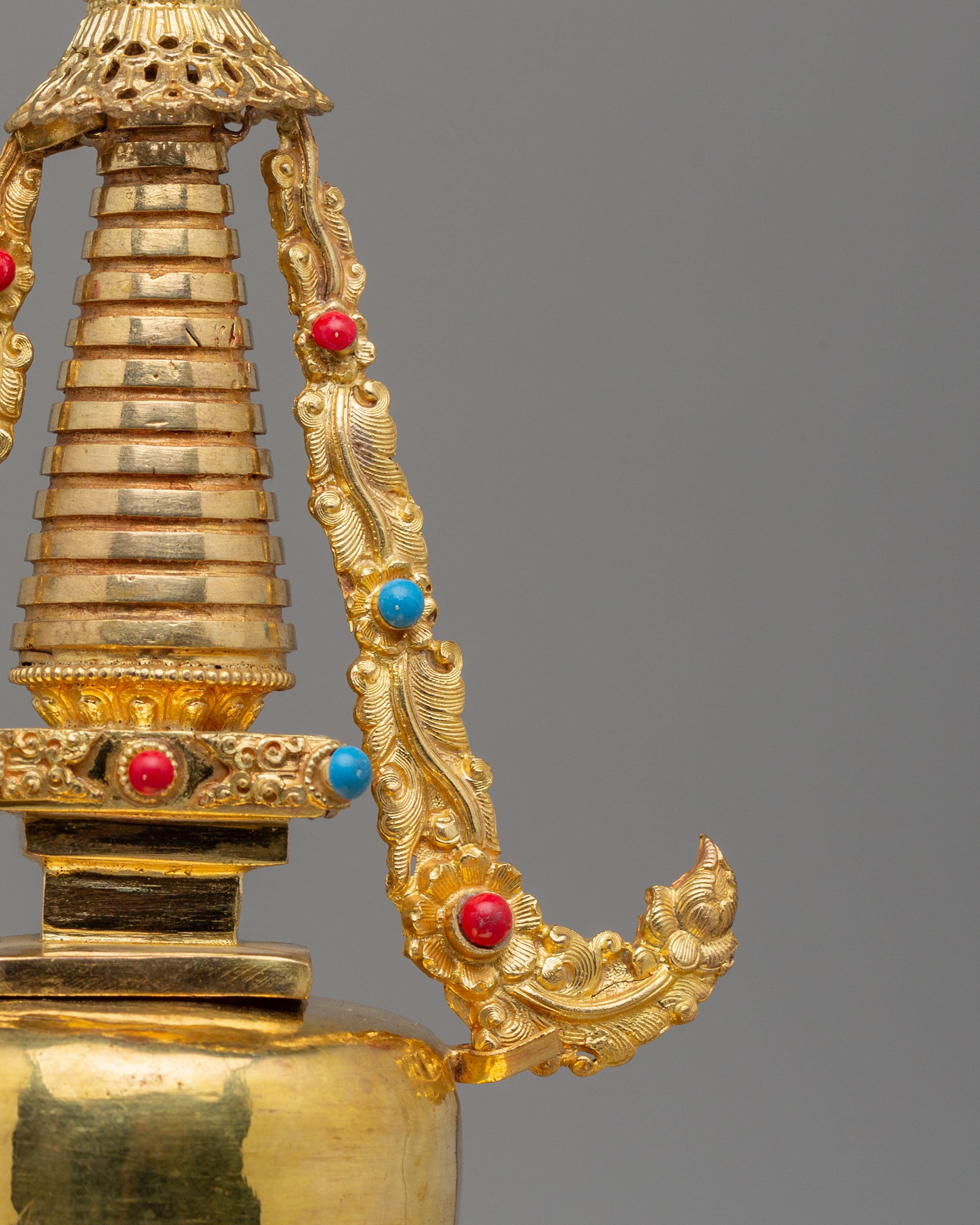 Handcrafted Gold Plated Parinirvana Stupa | Tibetan Sacred Symbol