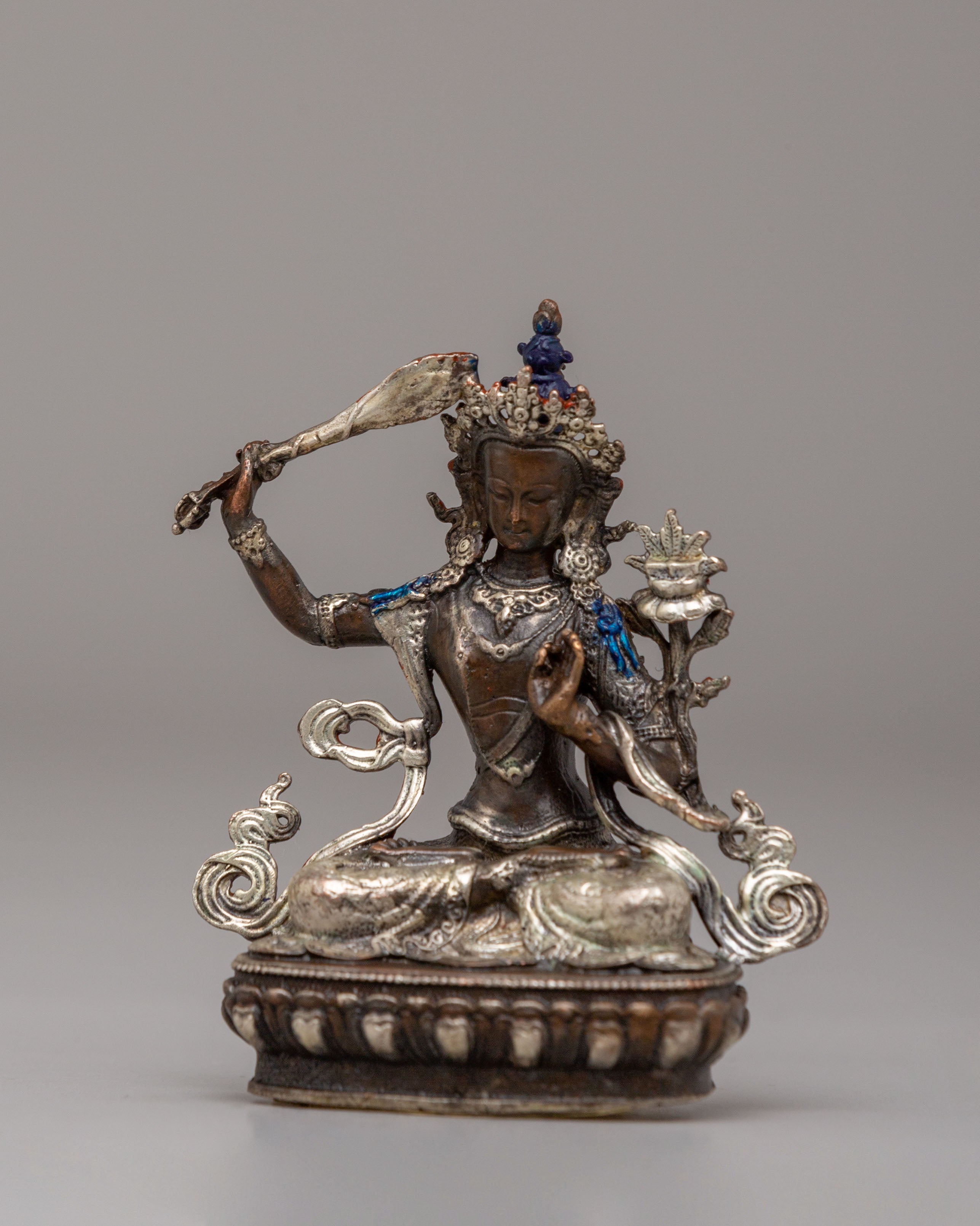 Traditional Manjushri Meditation Statue | Tibetan Buddhist Deity Sculpture