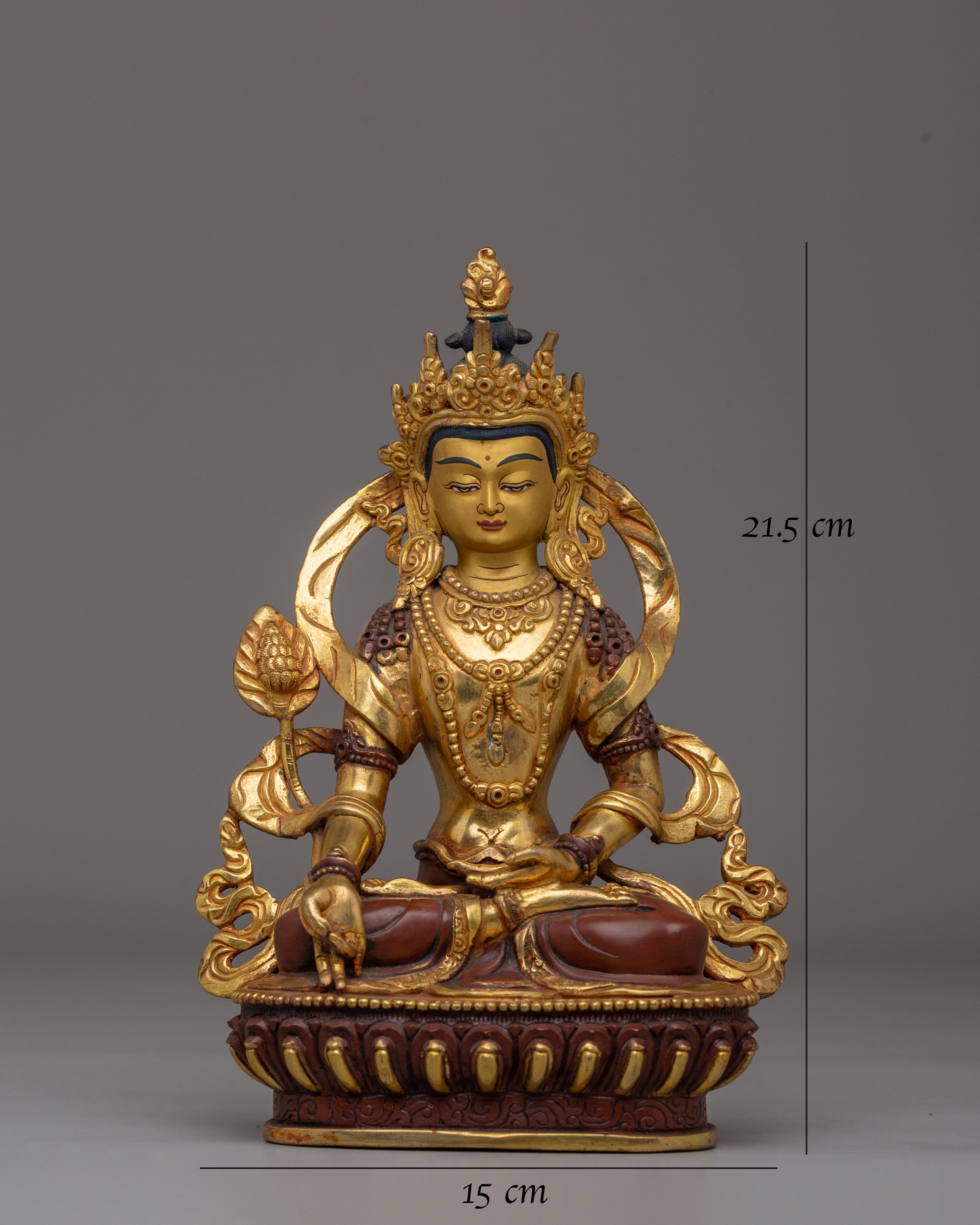 Handcrafted Scared Kshitigarbha Statue | 24K Gold Plated