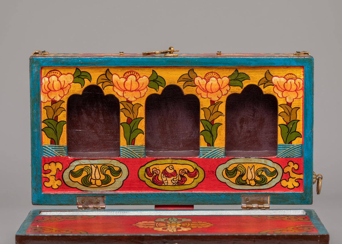 Tibetan Altar Box with Statue | Perfect for Meditation & Spiritual Decor