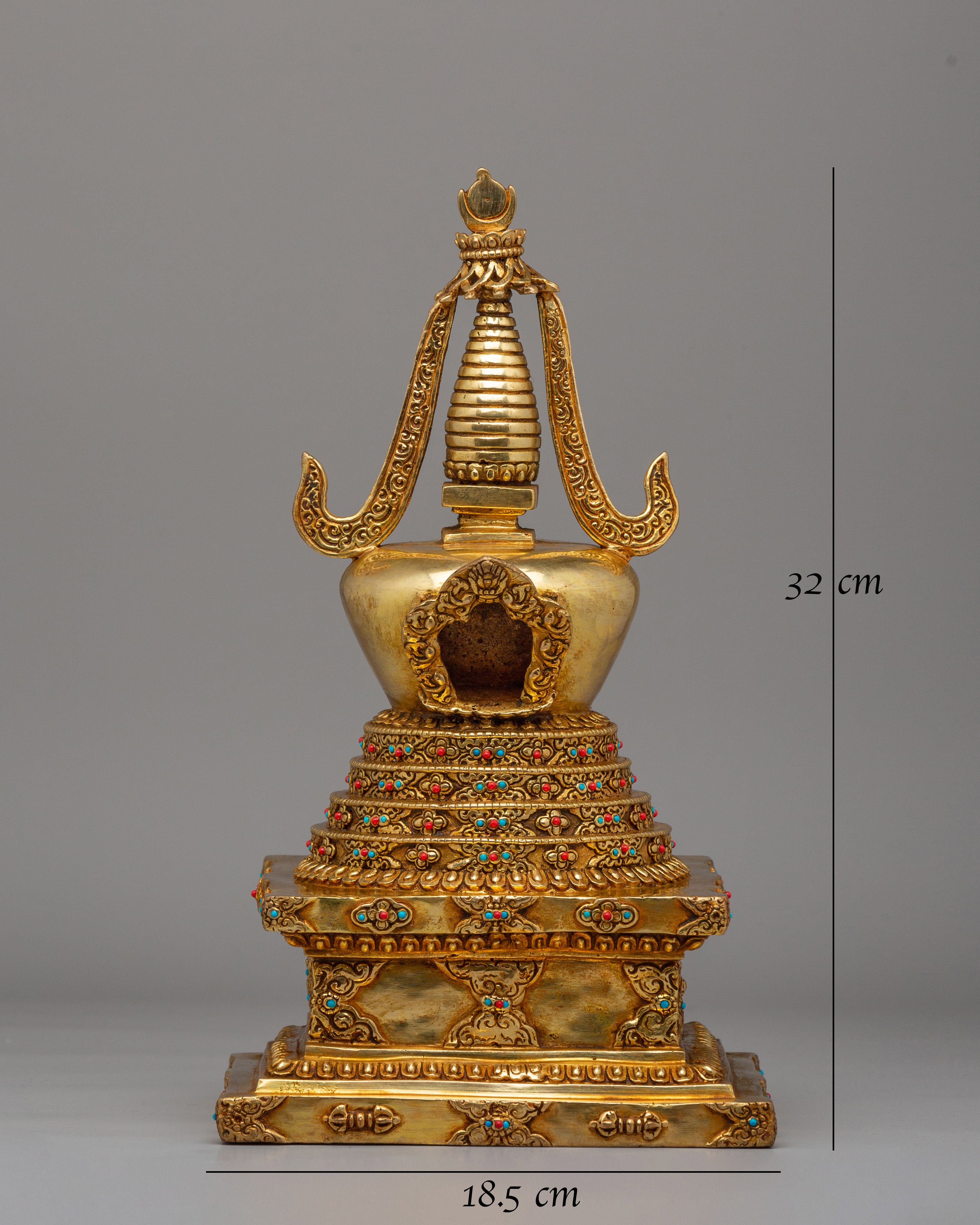 Handcrafted Altar Namgyalma Stupa | 24K Gold Plated Buddhist Stupa