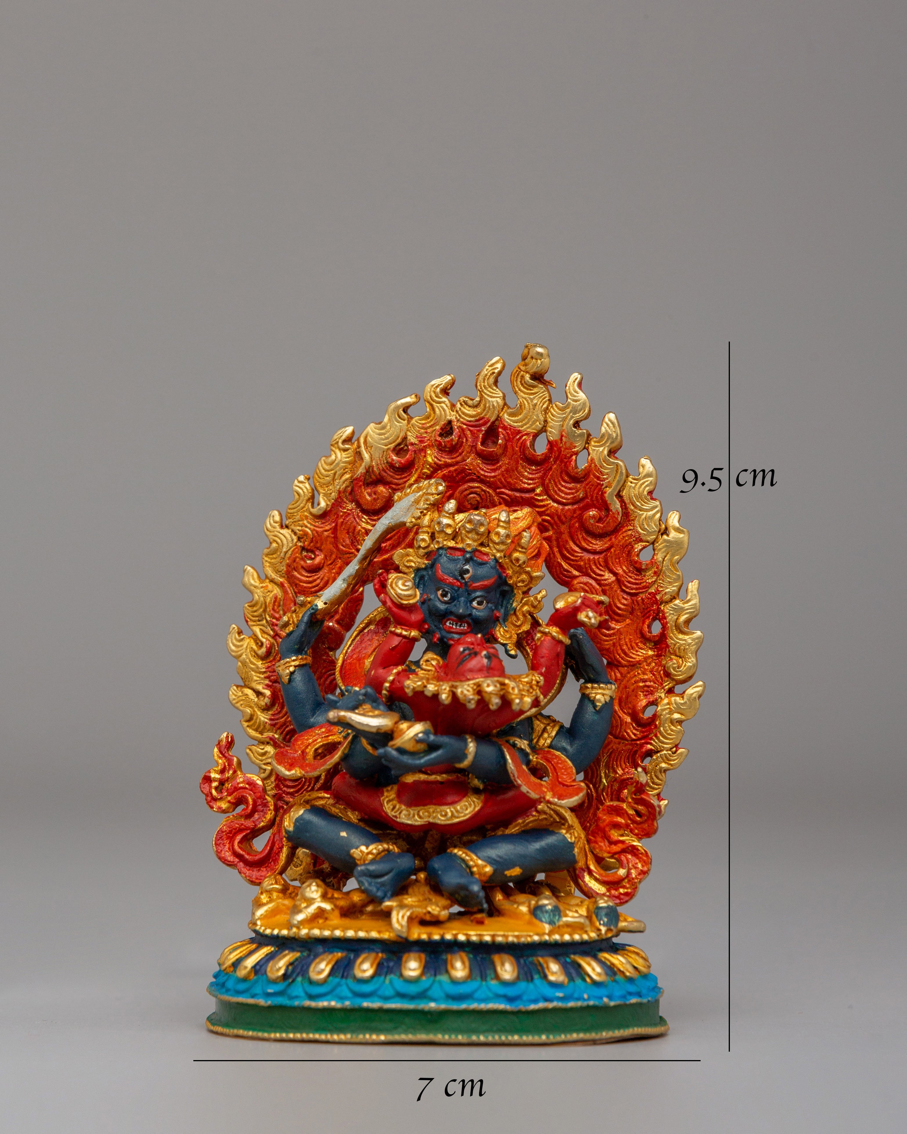 Four Armed Mahakala With Consort Statue | Symbol of Divine Union