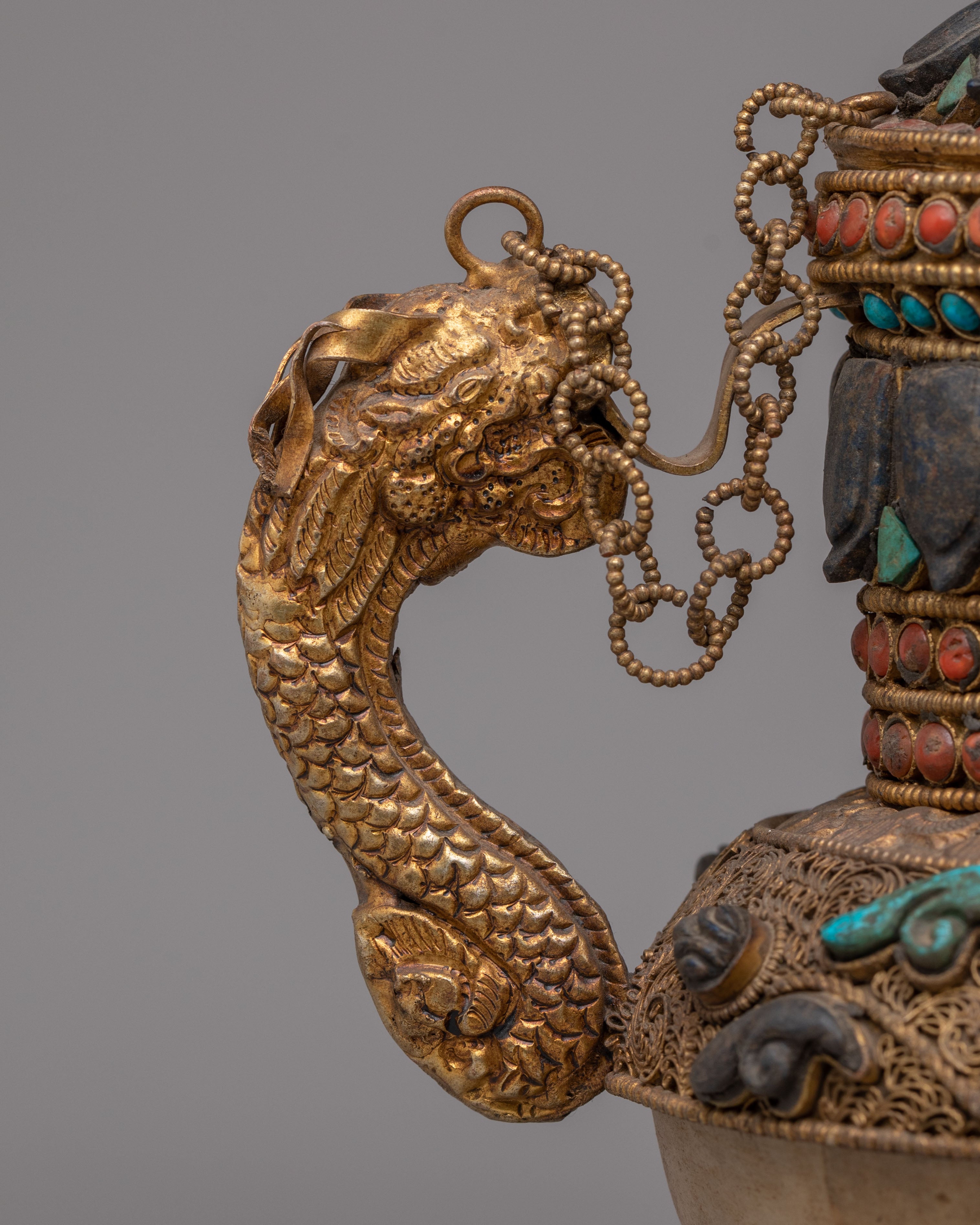 Decorative Handcrafted Teapot | Gemstone & Crystal Copper Teapot