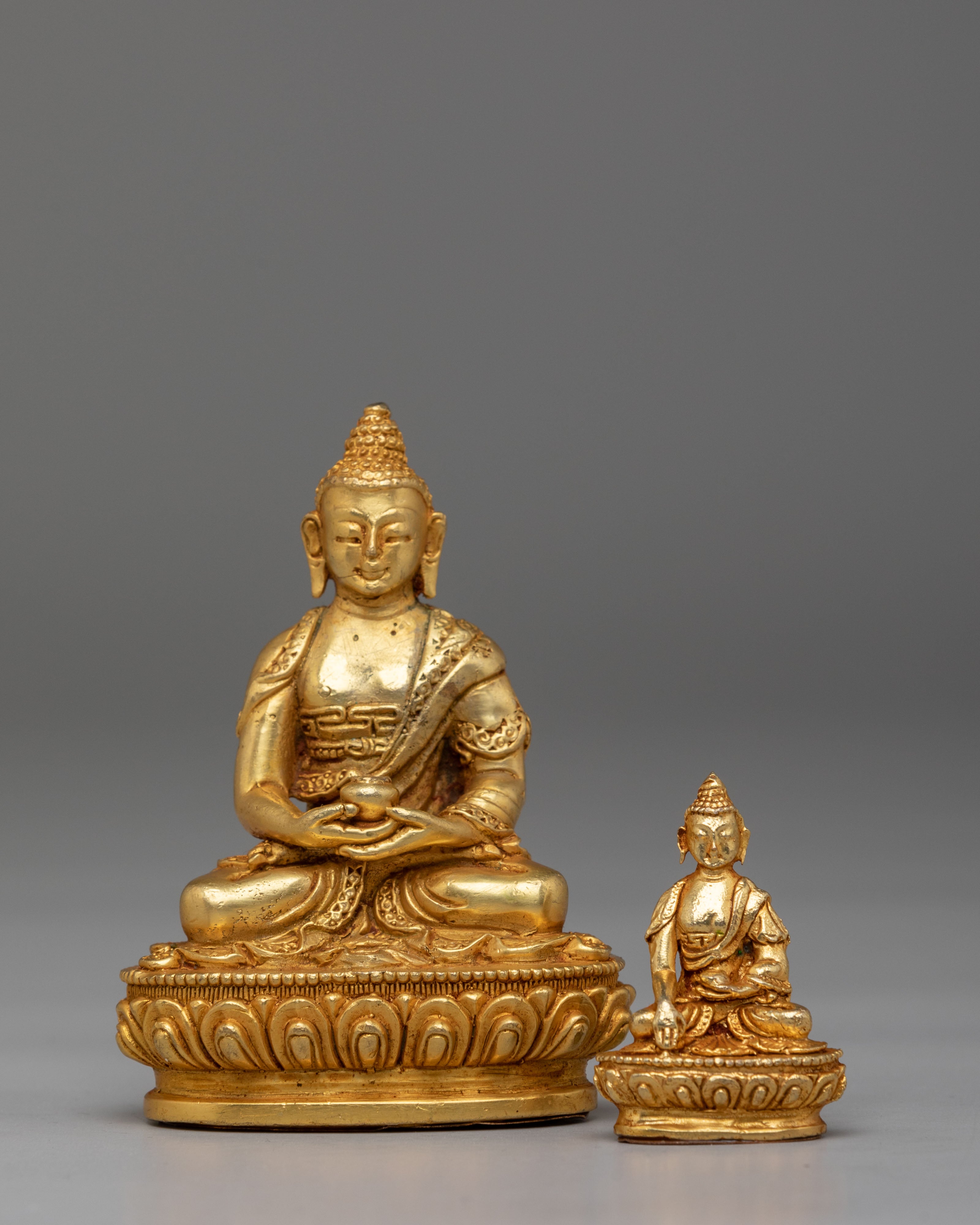 Handcrafted Two Buddha Set | Shakyamuni & Amitabha Buddha Figurines