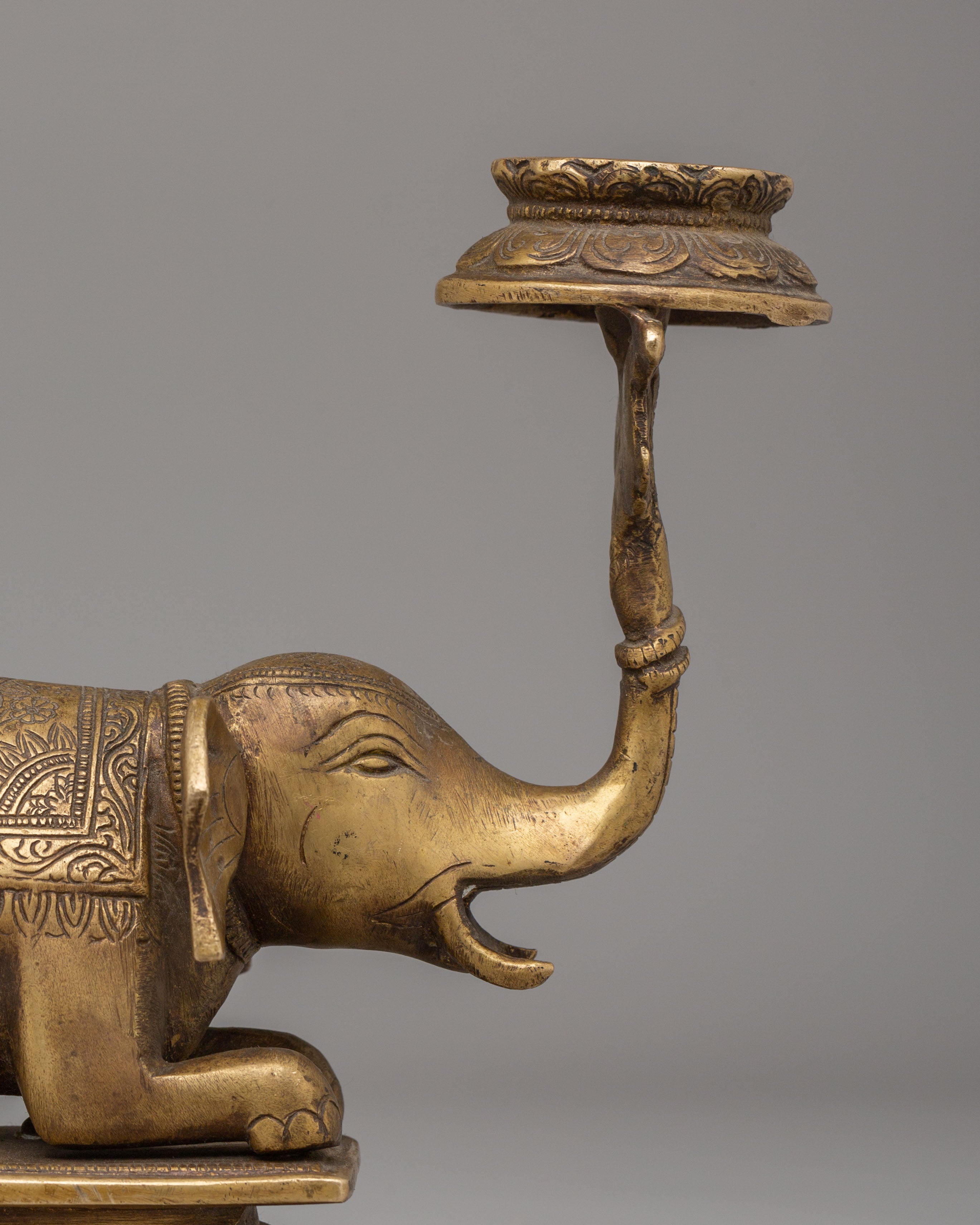 Brass Elephant Oil Lamp | Home Decor and Spiritual Practices