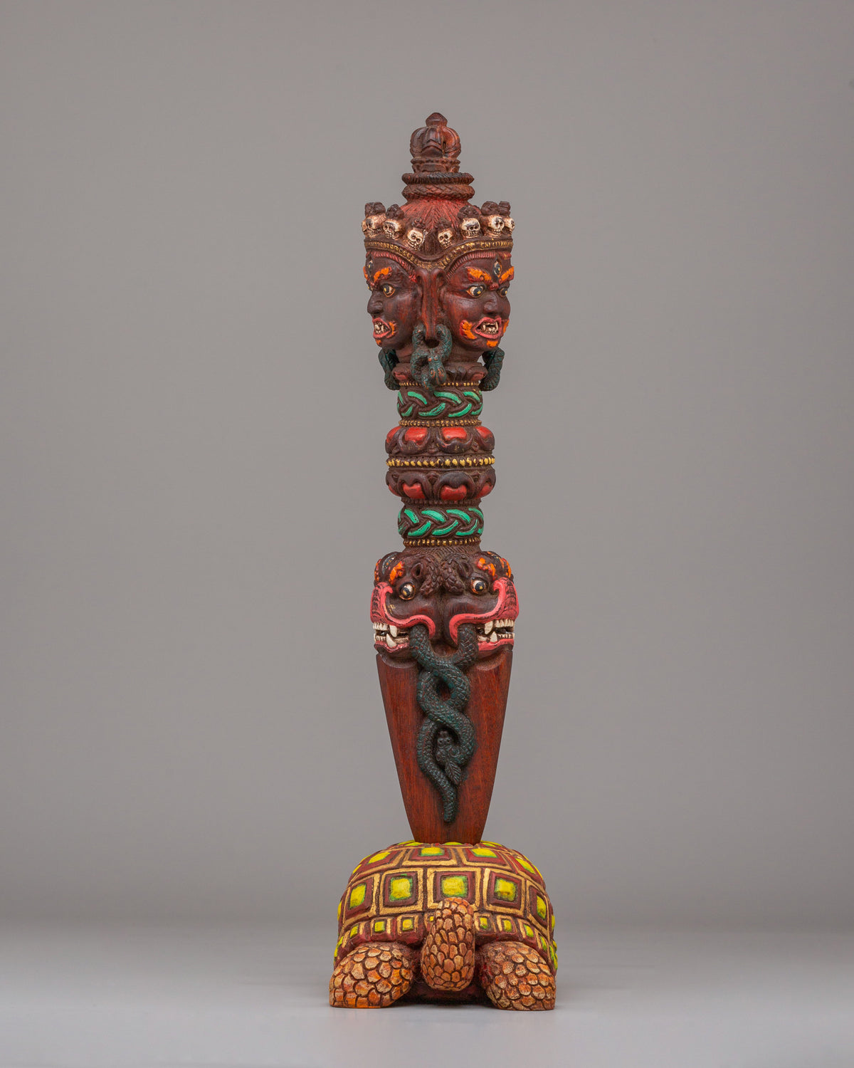 Hand-Carved Phurba with Tortoise Base | Traditional Vajrayana Ritual Dagger