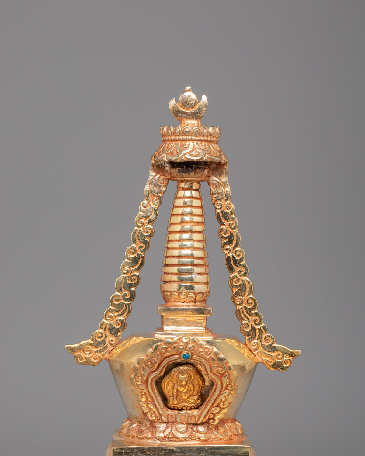 Gold Plated Enlightenment Stupa | Buddhist Stupa for Meditation