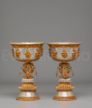 Tibetan Ritual Butter Lamp Set | Offering Lamps for Meditation & Puja