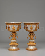 Tibetan Ritual Butter Lamp Set | Offering Lamps for Meditation & Puja