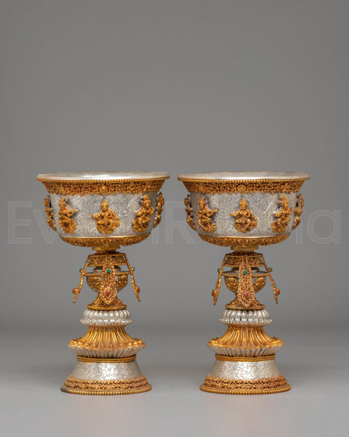 Tibetan Ritual Butter Lamp Set | Offering Lamps for Meditation & Puja