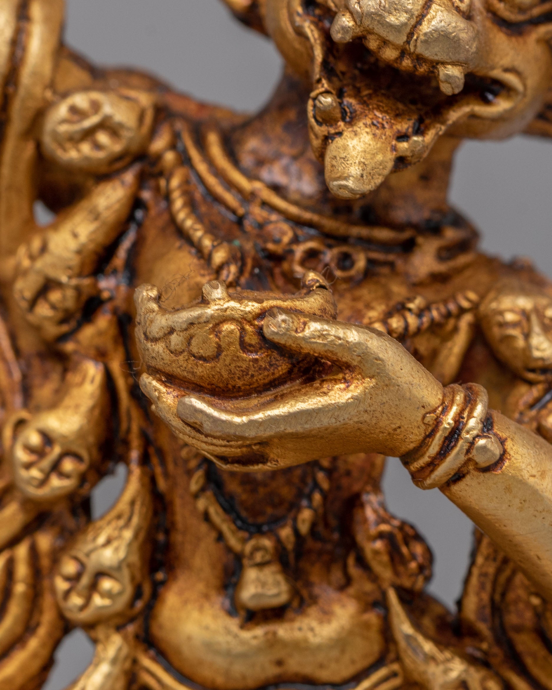 Tibetan Simhamukha Deity Sculpture | Wrathful Protector Art