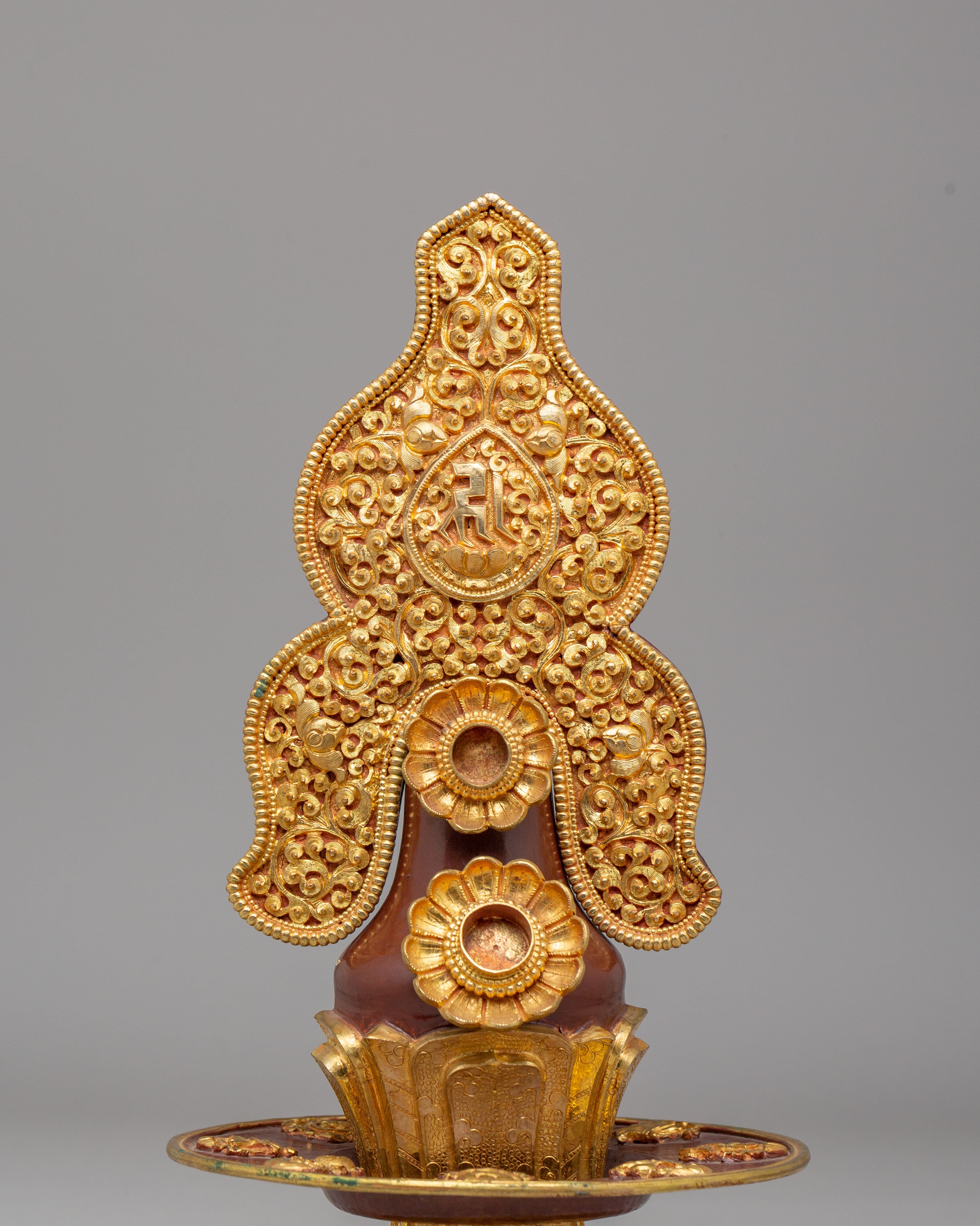 Traditional Tibetan Ritual Torma | Electro Gold Plated Copper Torma