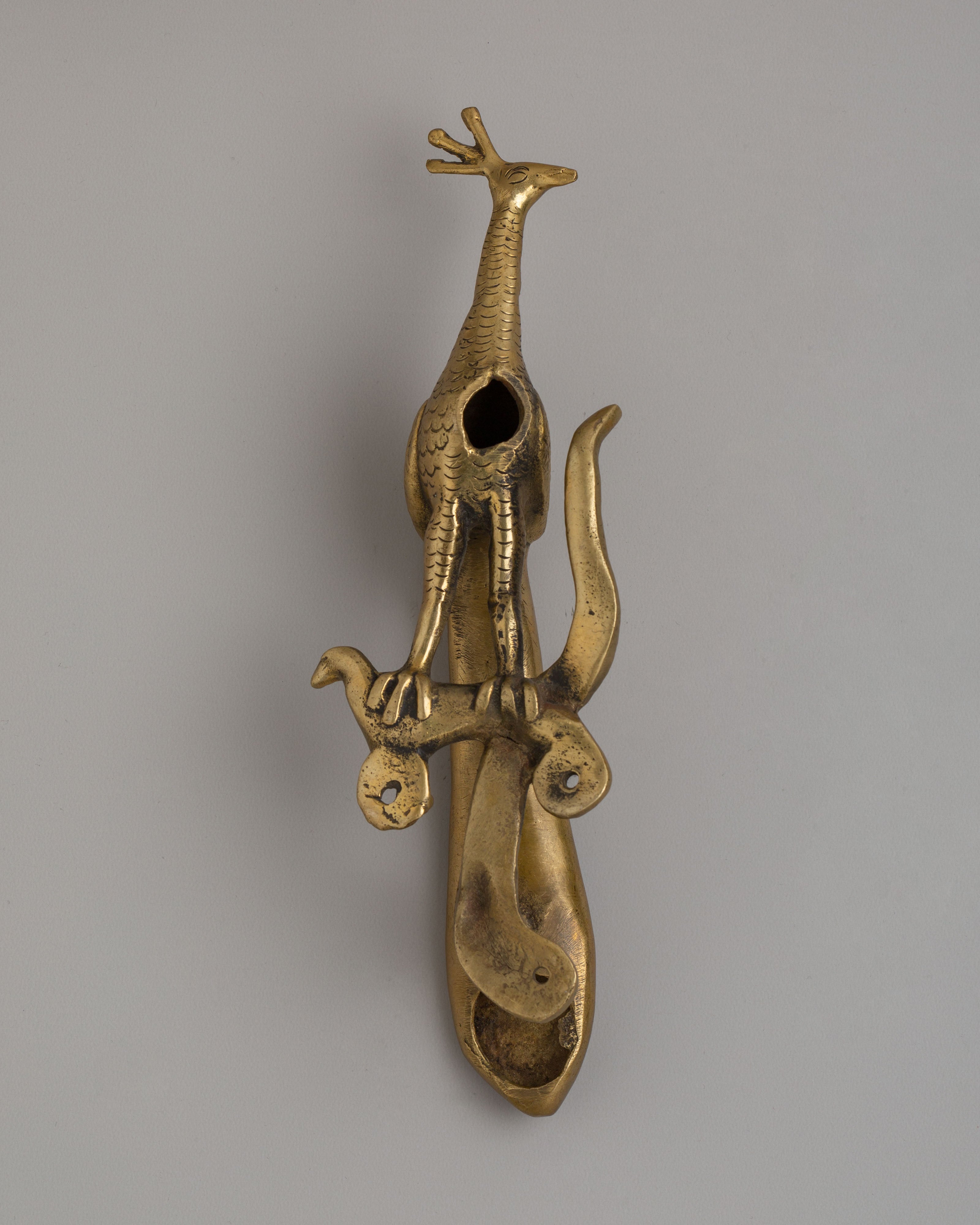 Handmade Peacock Door Handle | Brass Artwork
