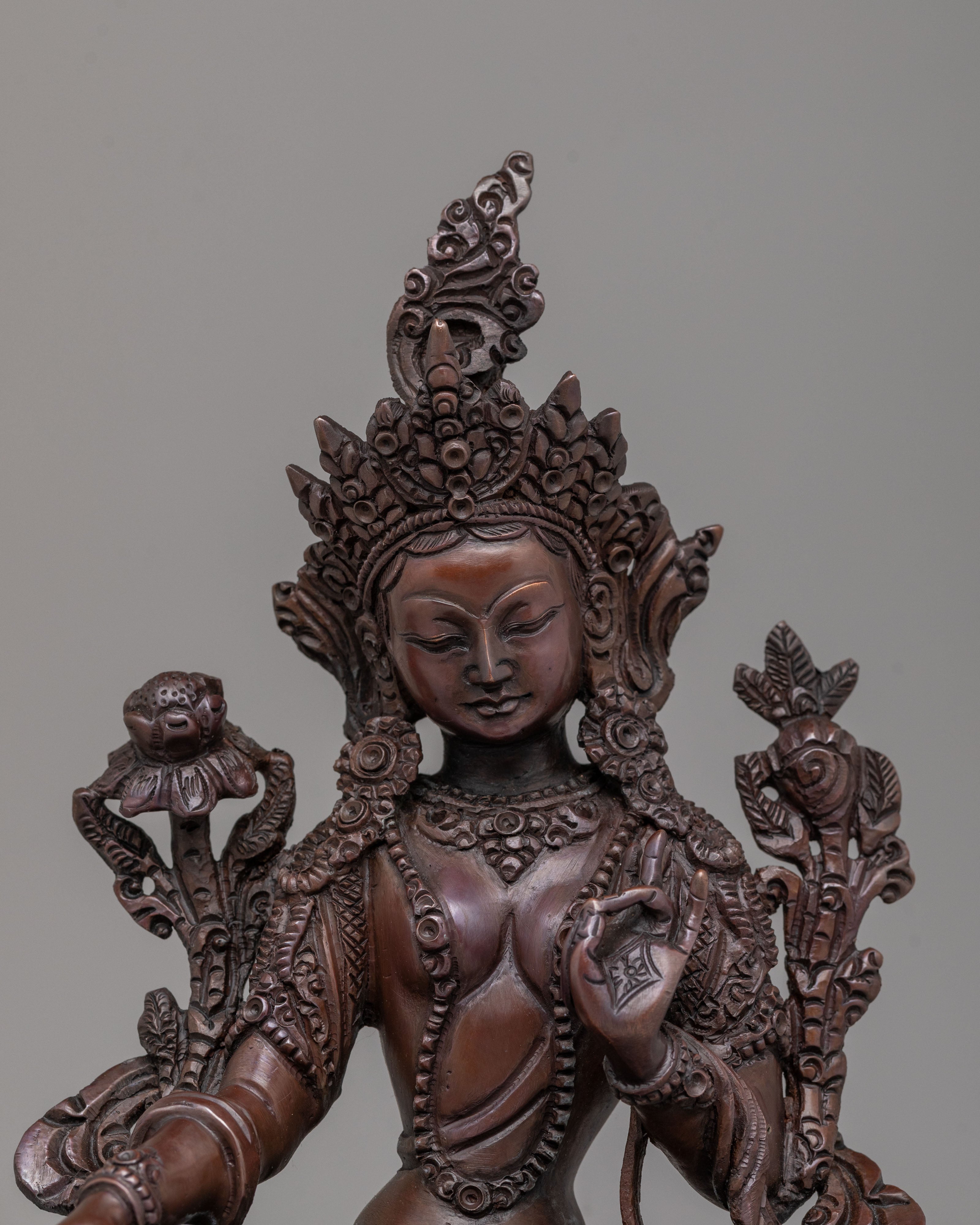 Sacred Green Tara Altar Statue | Compassionate Goddess Figurine