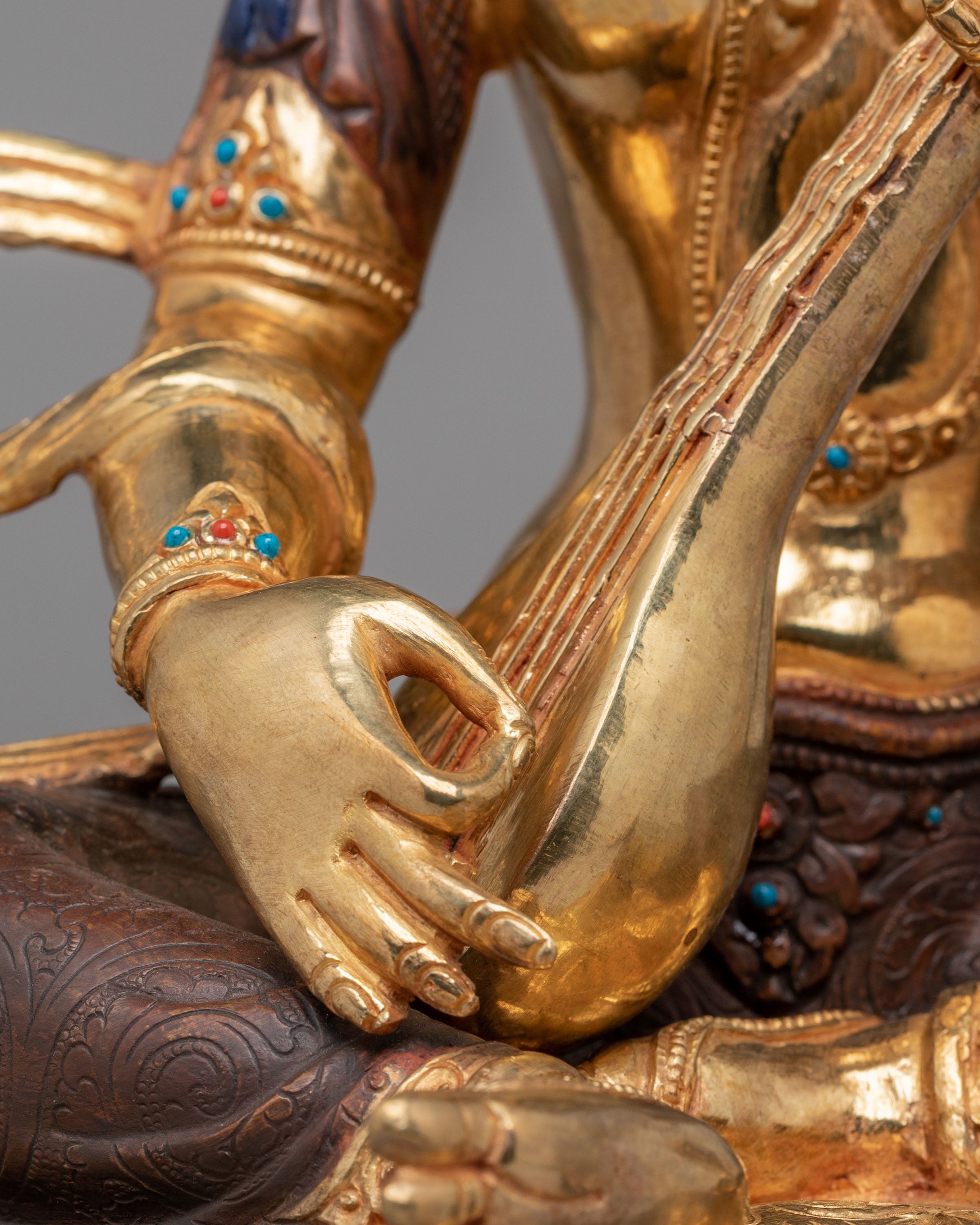 Saraswati Statue for Wisdom | 24K Gold Plated Copper Saraswati