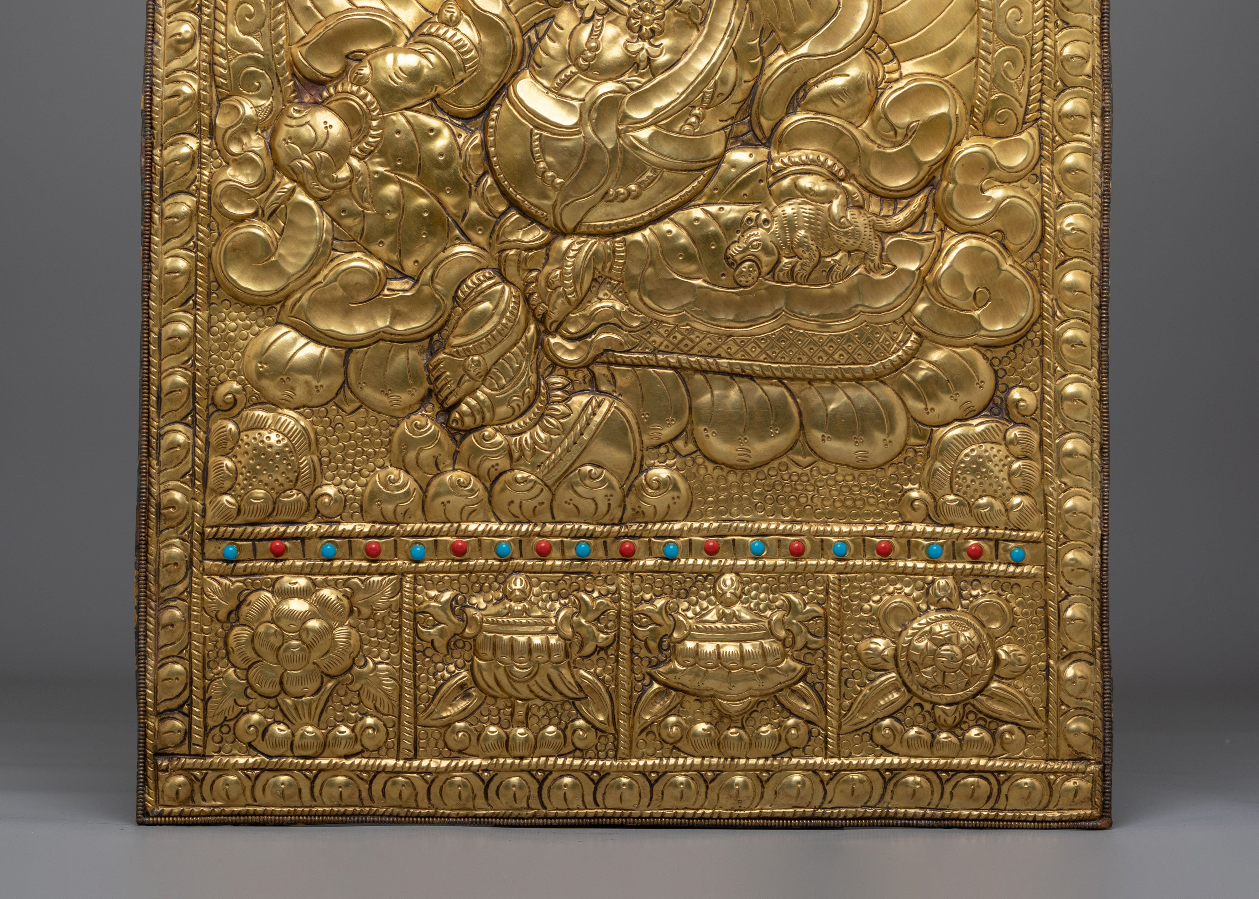 Buddhist Prosperity Deity Wall Hanging Art | Handmade Wooden Artwork