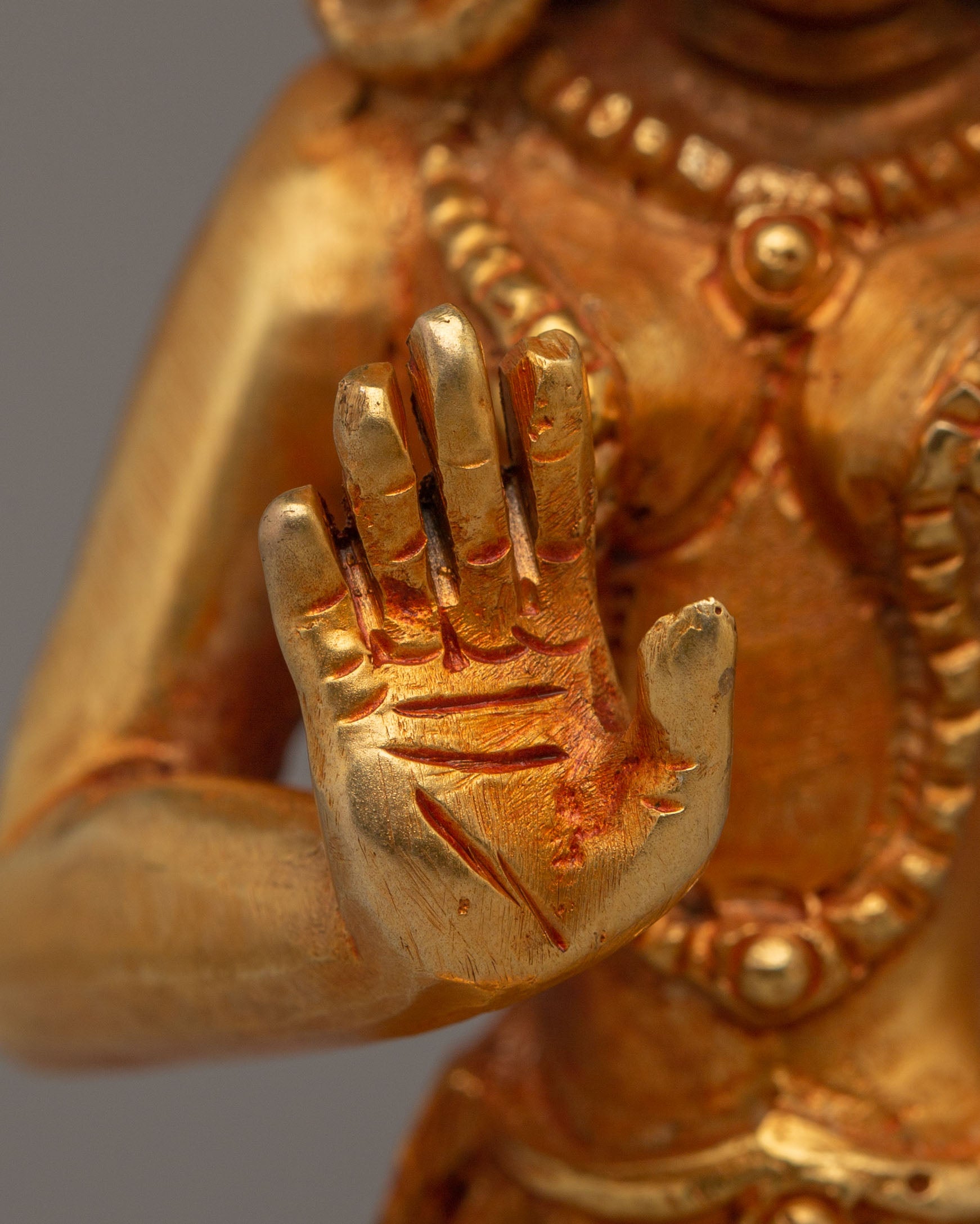 Handcrafted Mandarva Buddha Statue | Electro Gold Plated Statue for Altars