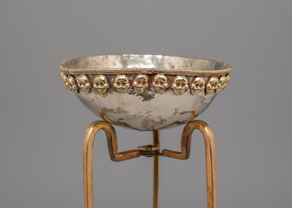 Buddhist Altar Kapala With Stand | Skull Cup for Tantric Rituals