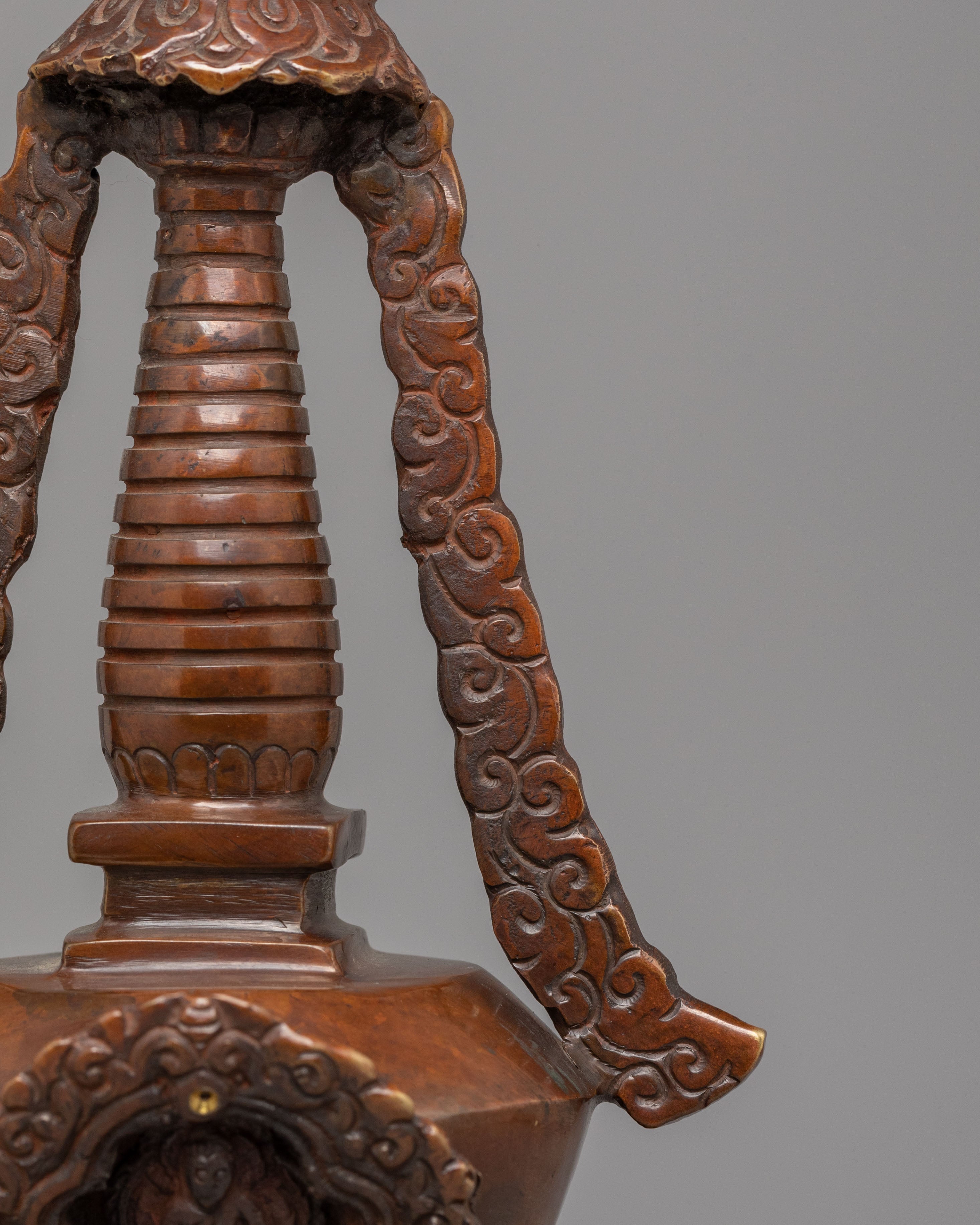 Himalayan Enlightenment Prayer Stupa | Oxidized Copper Decor