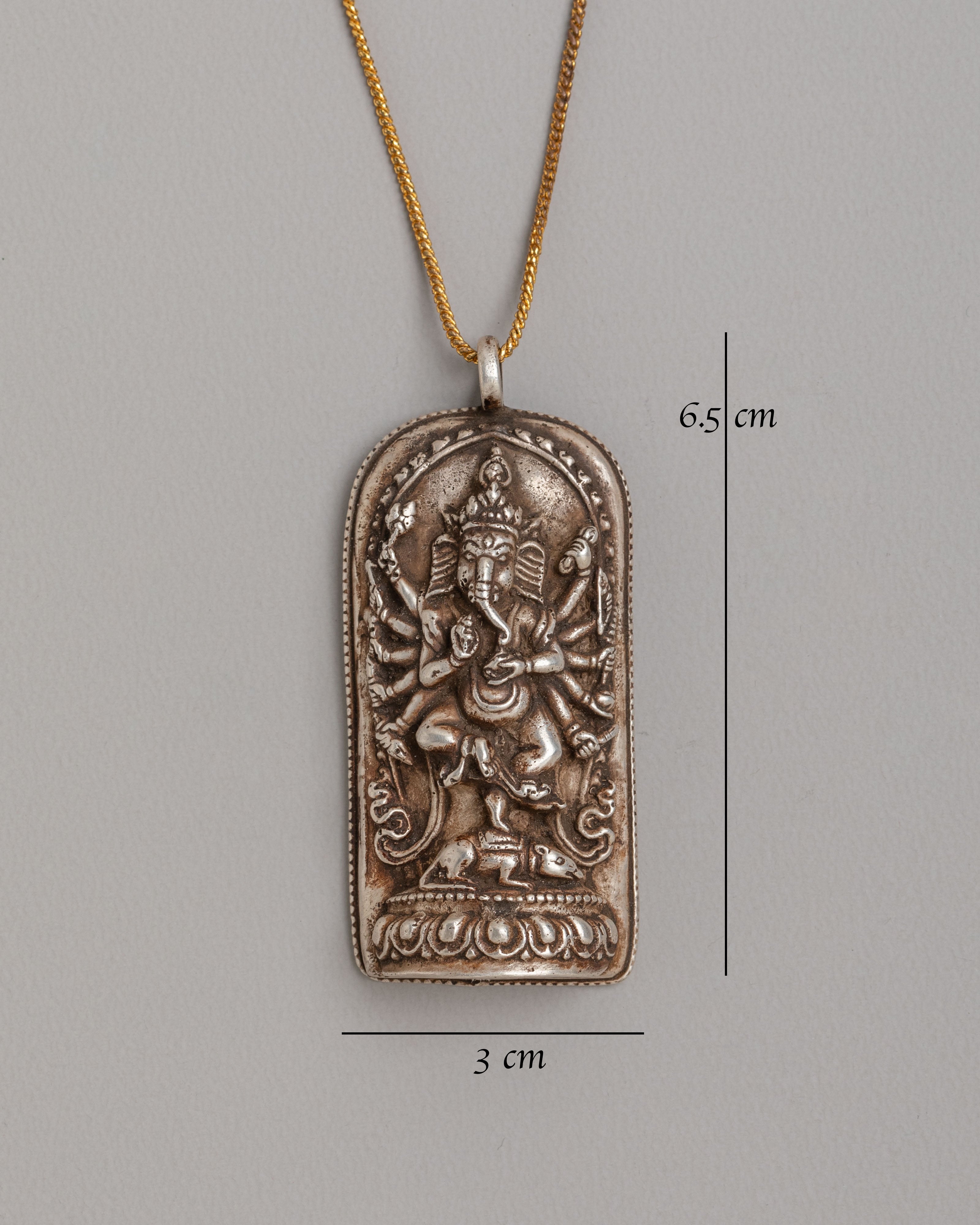 Handmade Maha Rakta Ganesh Locket | 92.5 Sterling Silver Fire Gilt Pendant