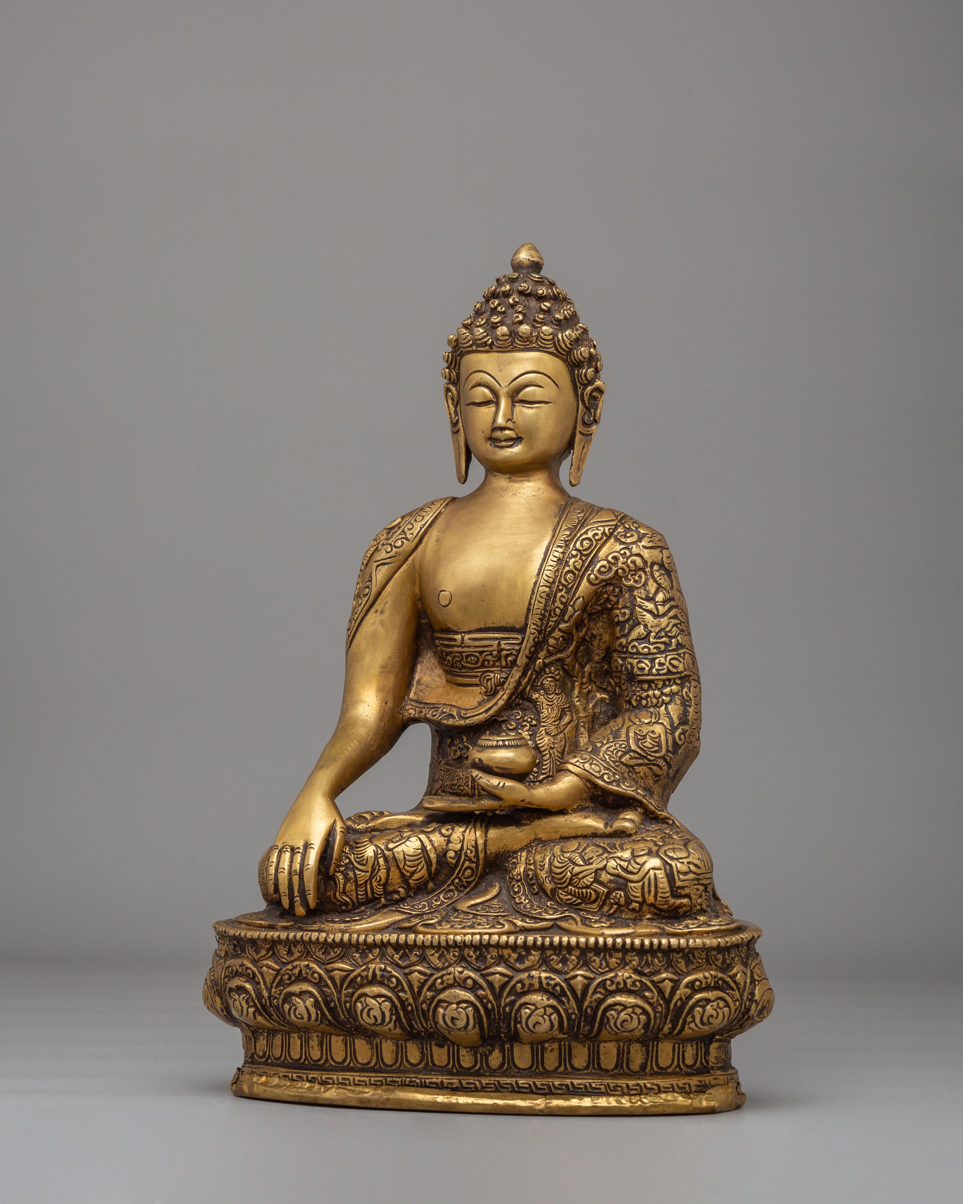 Shakyamuni Buddha Enlightenment Figurine | Handcrafted Brass Statue for Meditation
