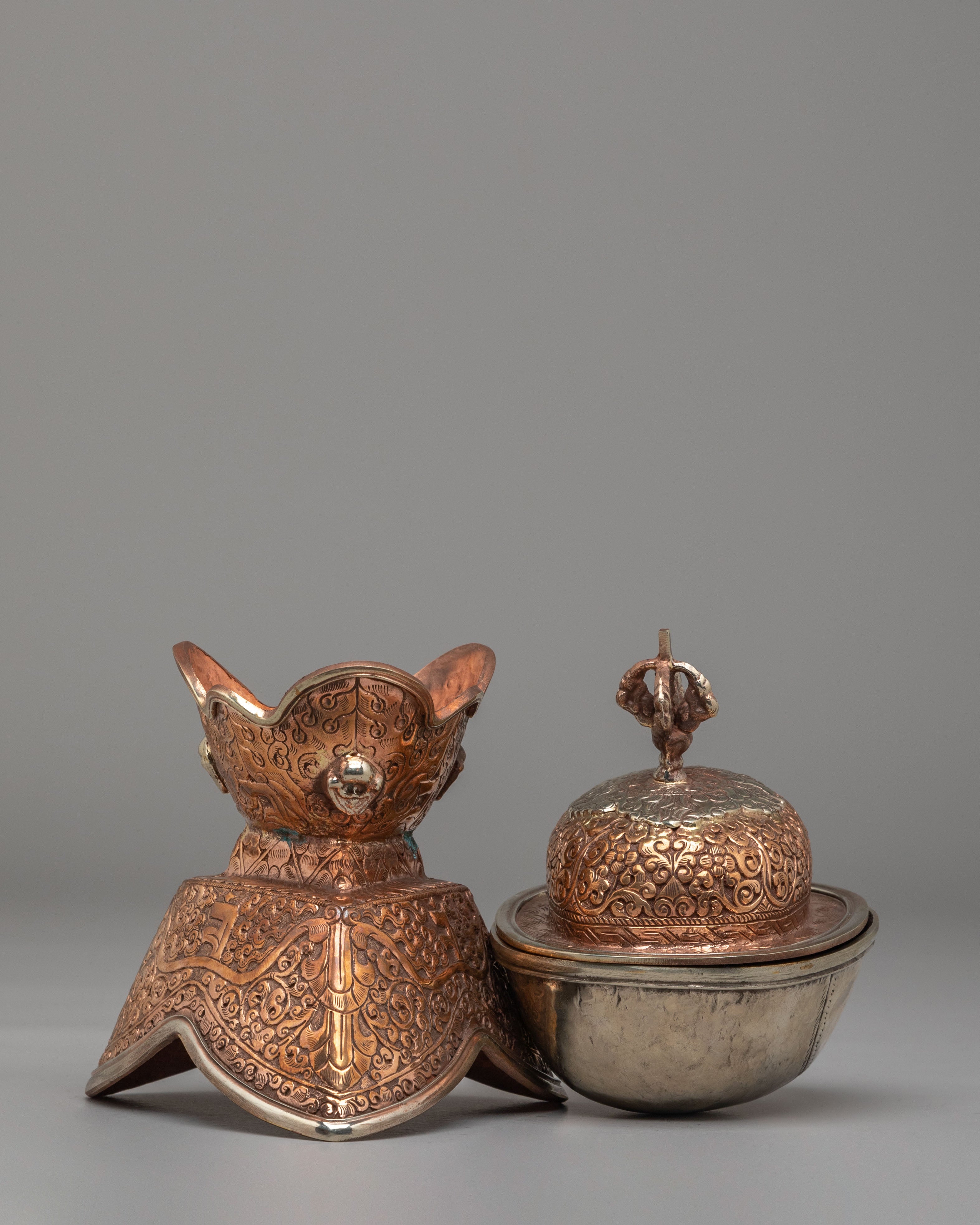 Handcrafted Kapala Tantric Offering Vessel | Tibetan Ritual Tool