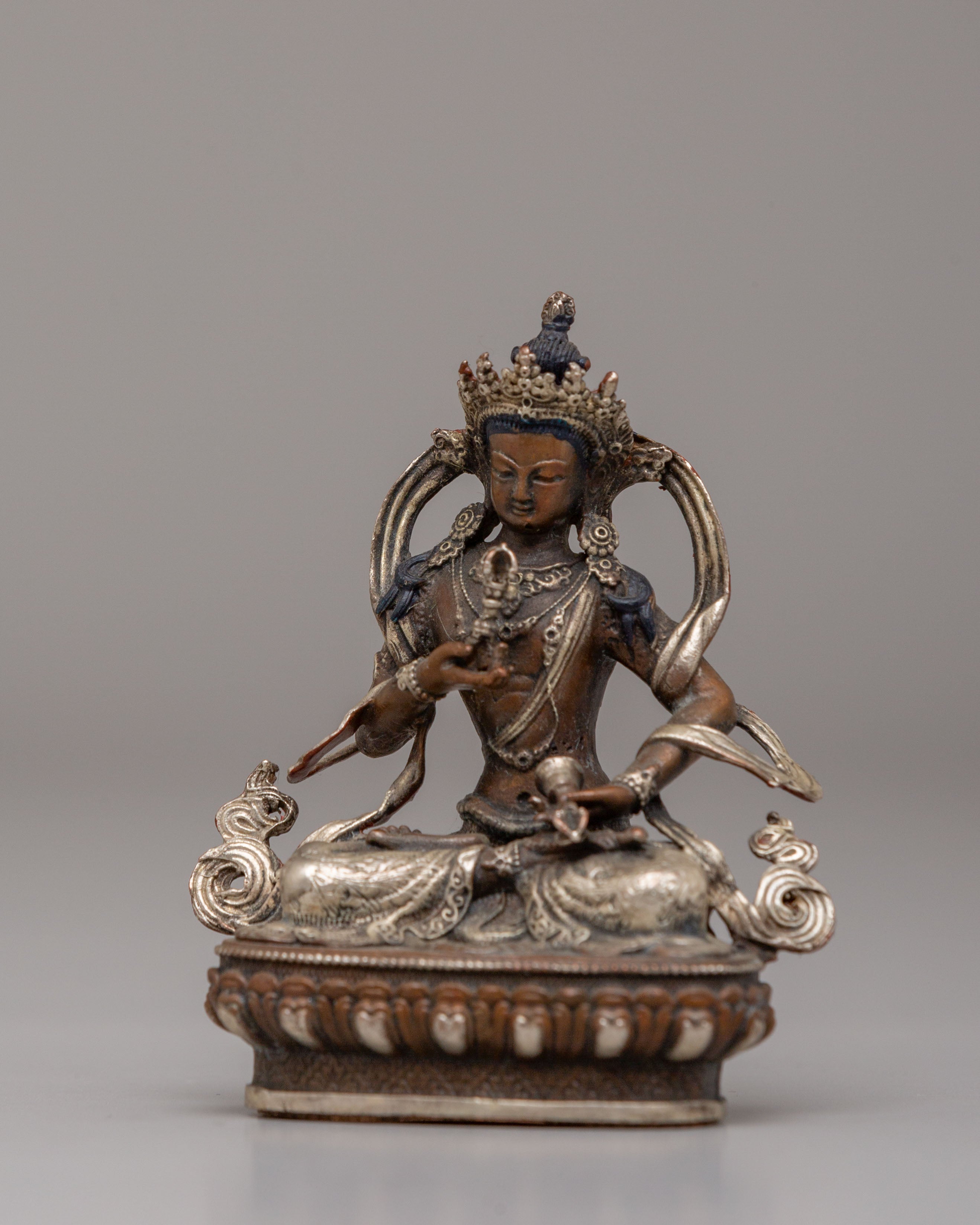 Vajrasattva Purification Buddha Statue | Silver Plated Buddhist Figure