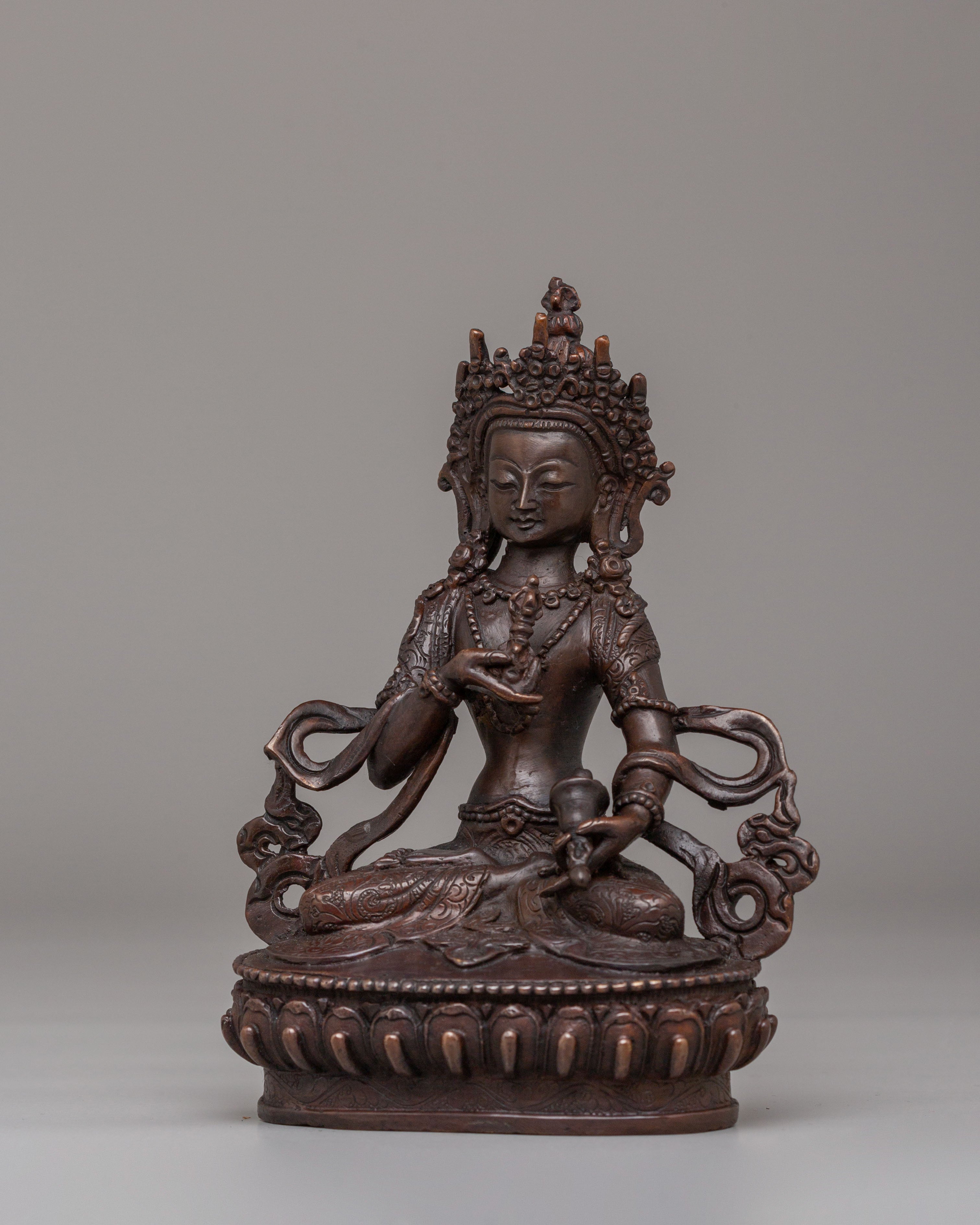 Himalayan Vajrasattva Spiritual Statue | Handcrafted Oxidized Copper Artwork