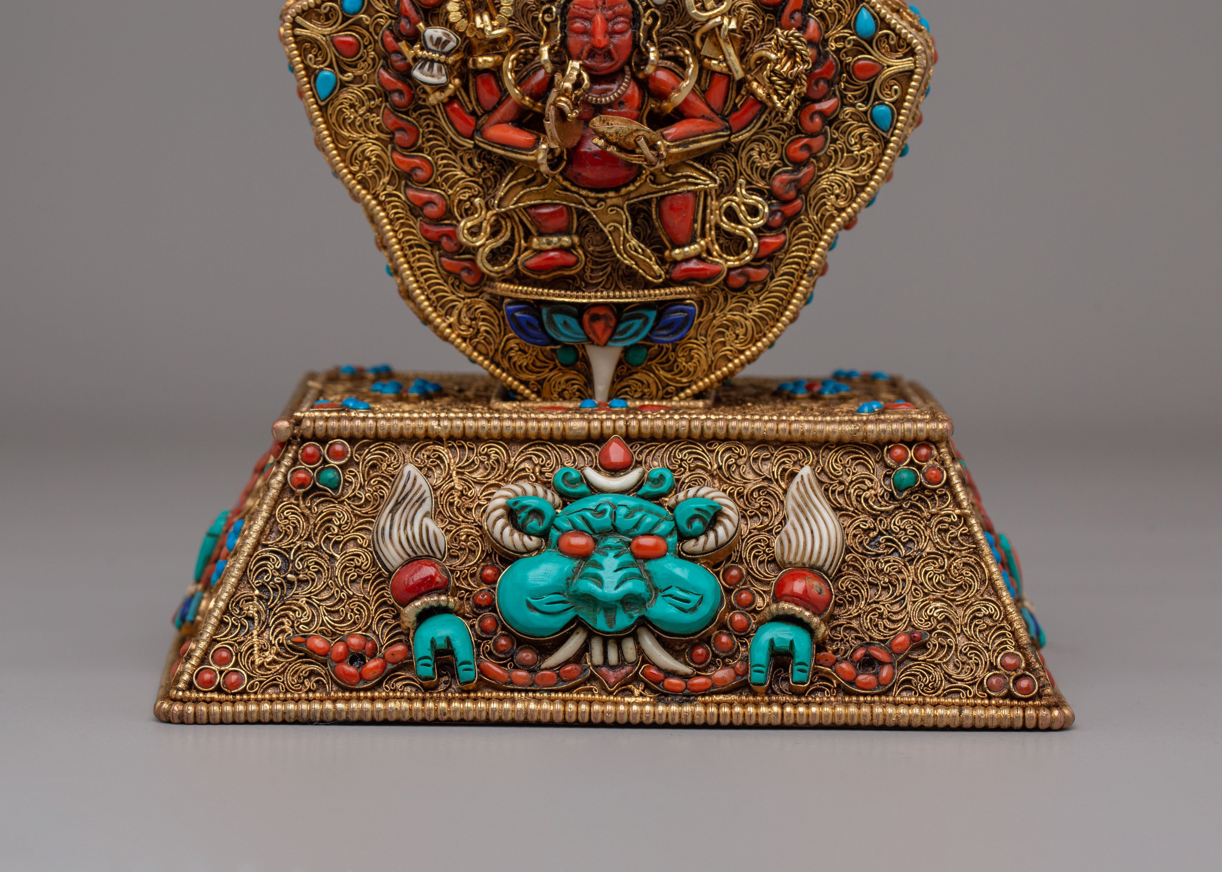 Ganesha And Garuda Ghau Box Locket | Copper With Handcarved Gemstone