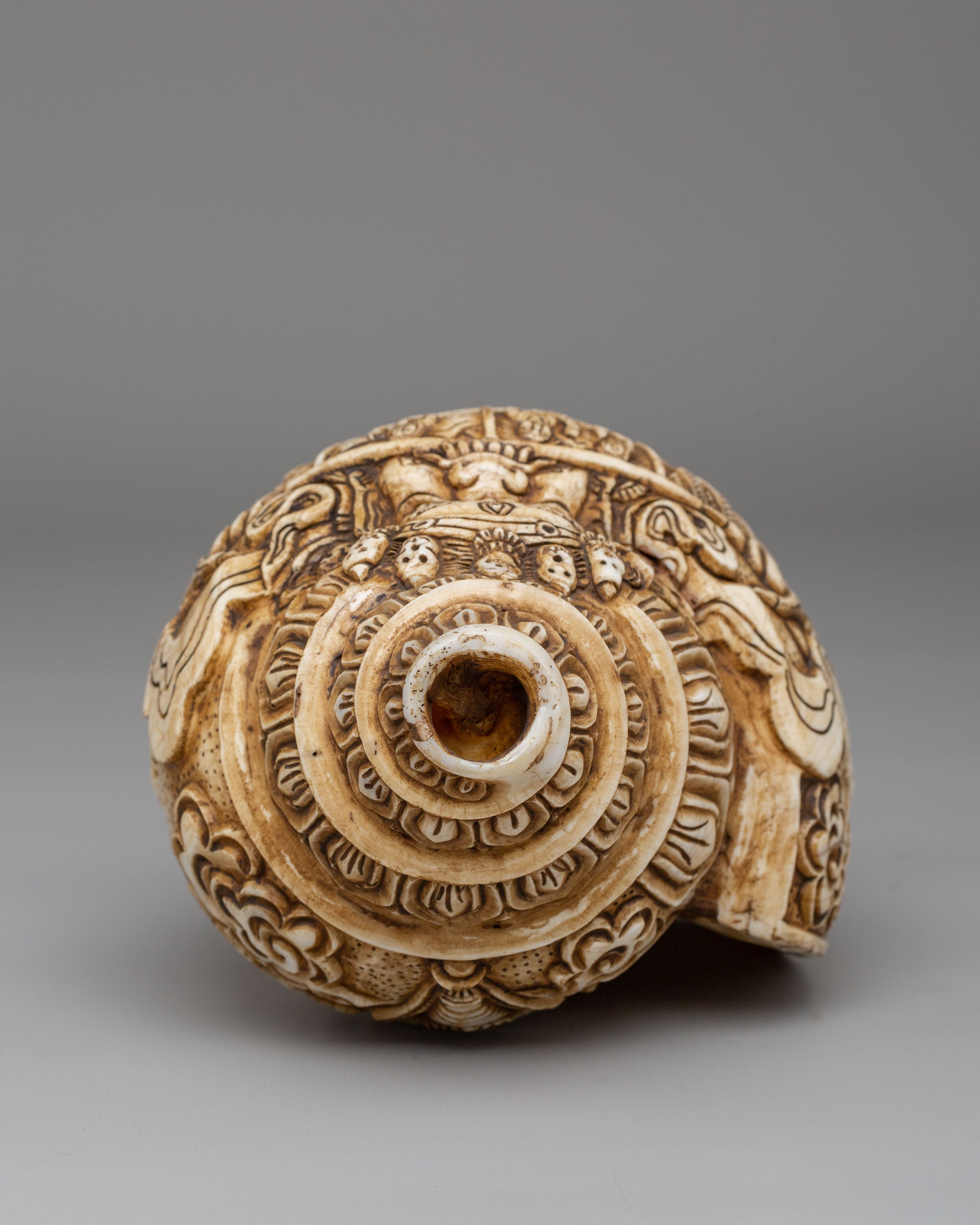 Wheel Of Life Conch | Tibetan Rituals and Altar Decor