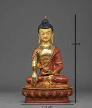 Tibetan Buddhist Statue of Shakyamuni Buddha | Statue with Turquoise and Coral