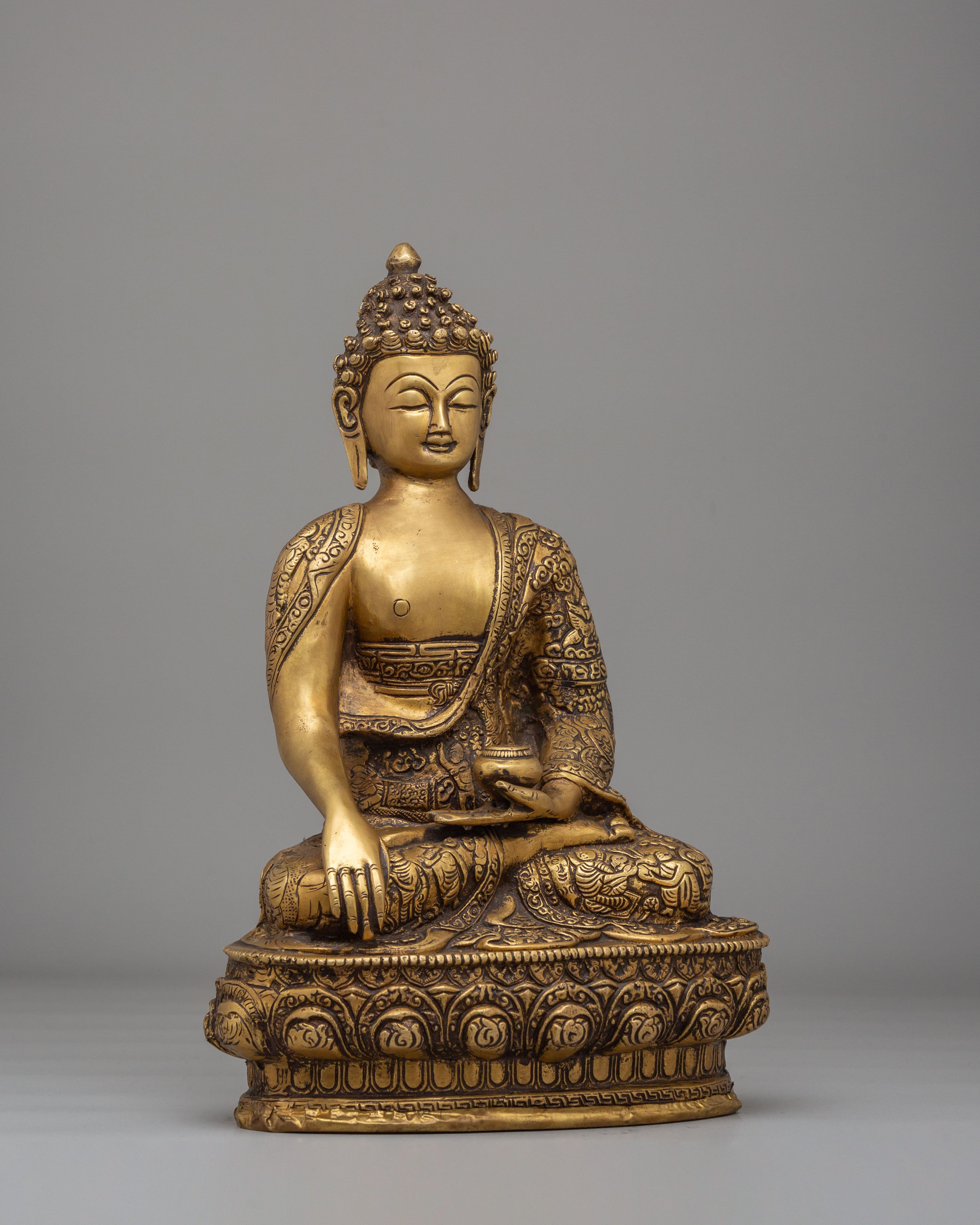 Shakyamuni Buddha Enlightenment Figurine | Handcrafted Brass Statue for Meditation