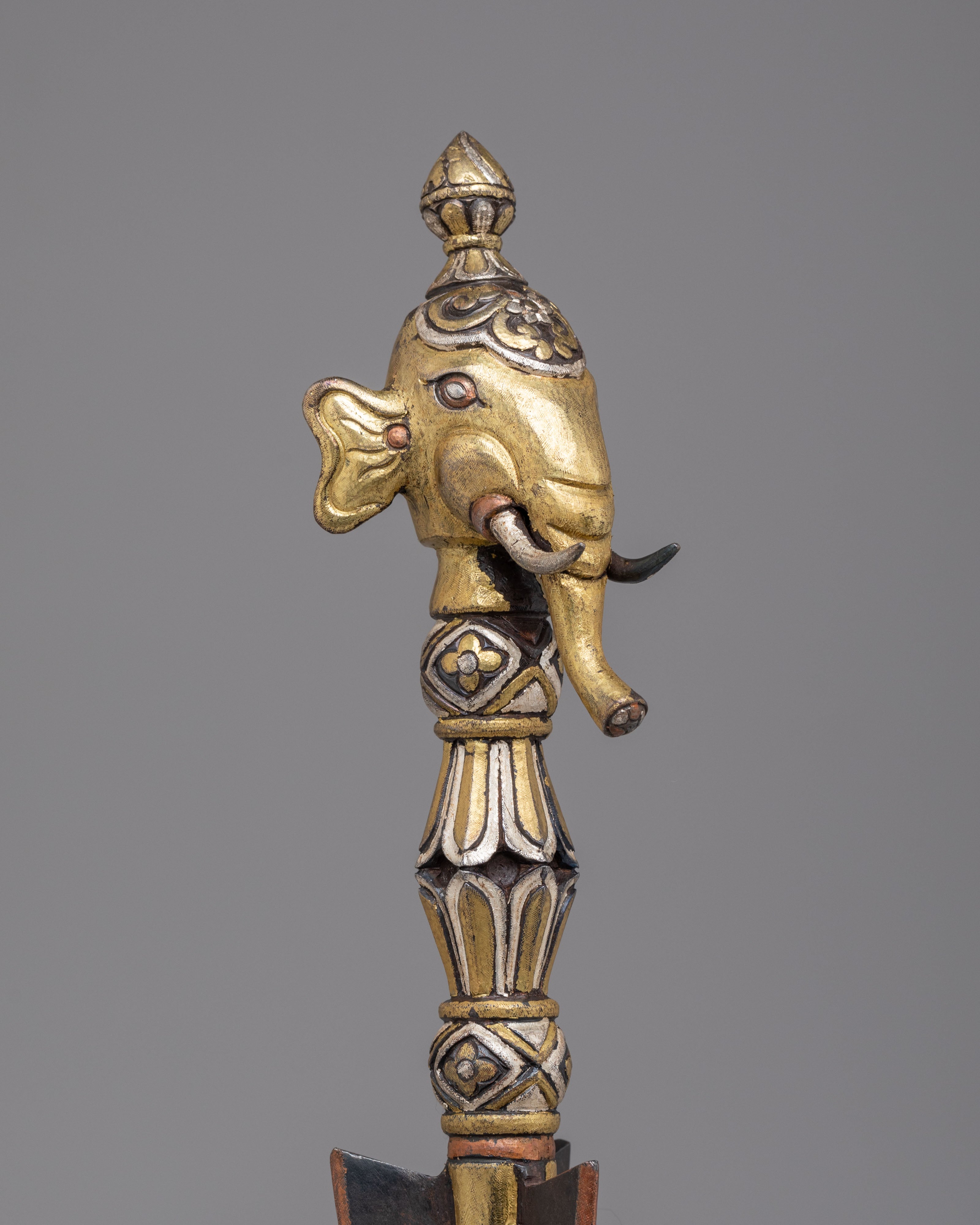 Phurba Ritual Dagger with Elephant Motif | A Sacred Tibetan Dagger
