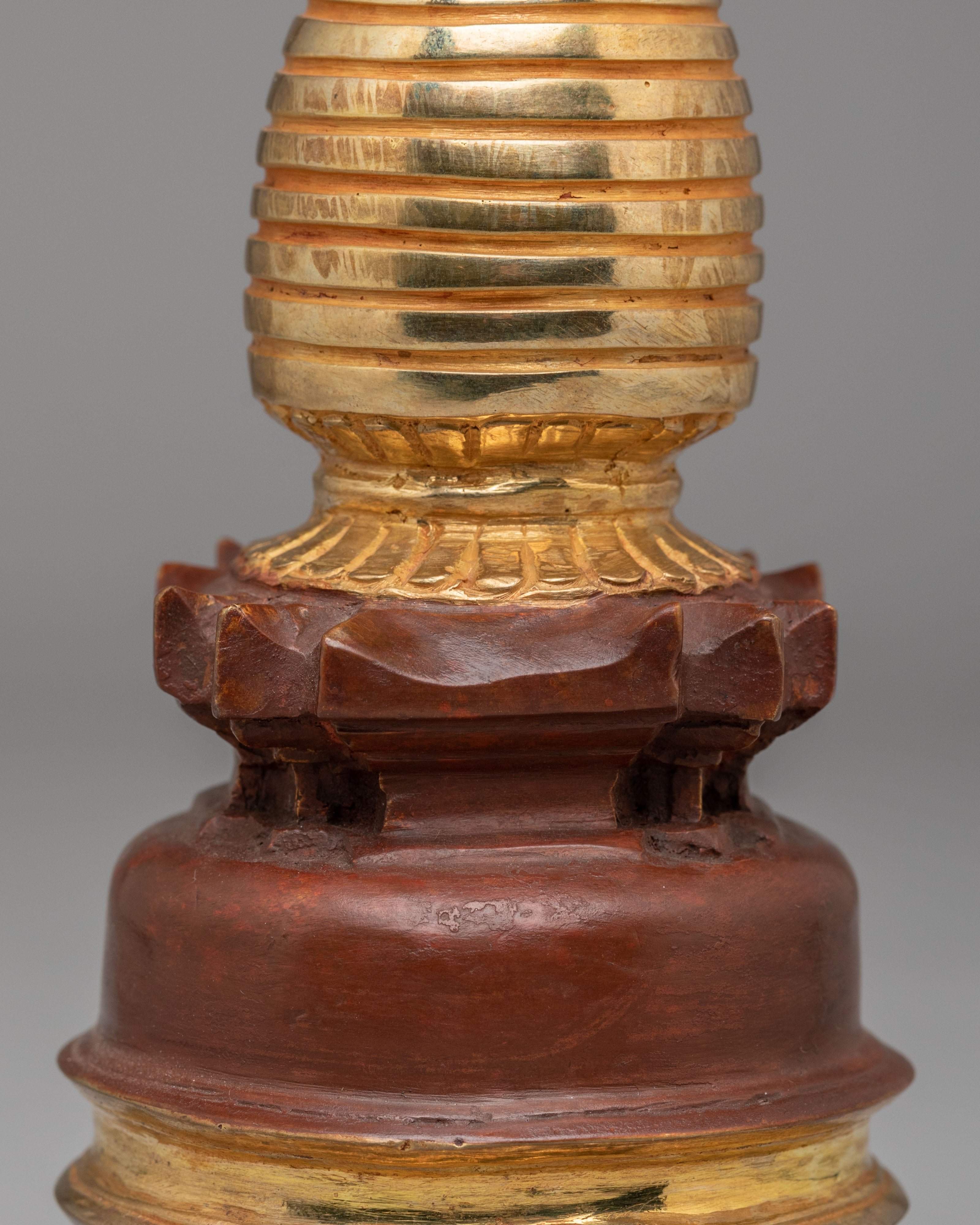 Sacred Gold Plated Kadampa Stupa | Tibetan Buddhist Art