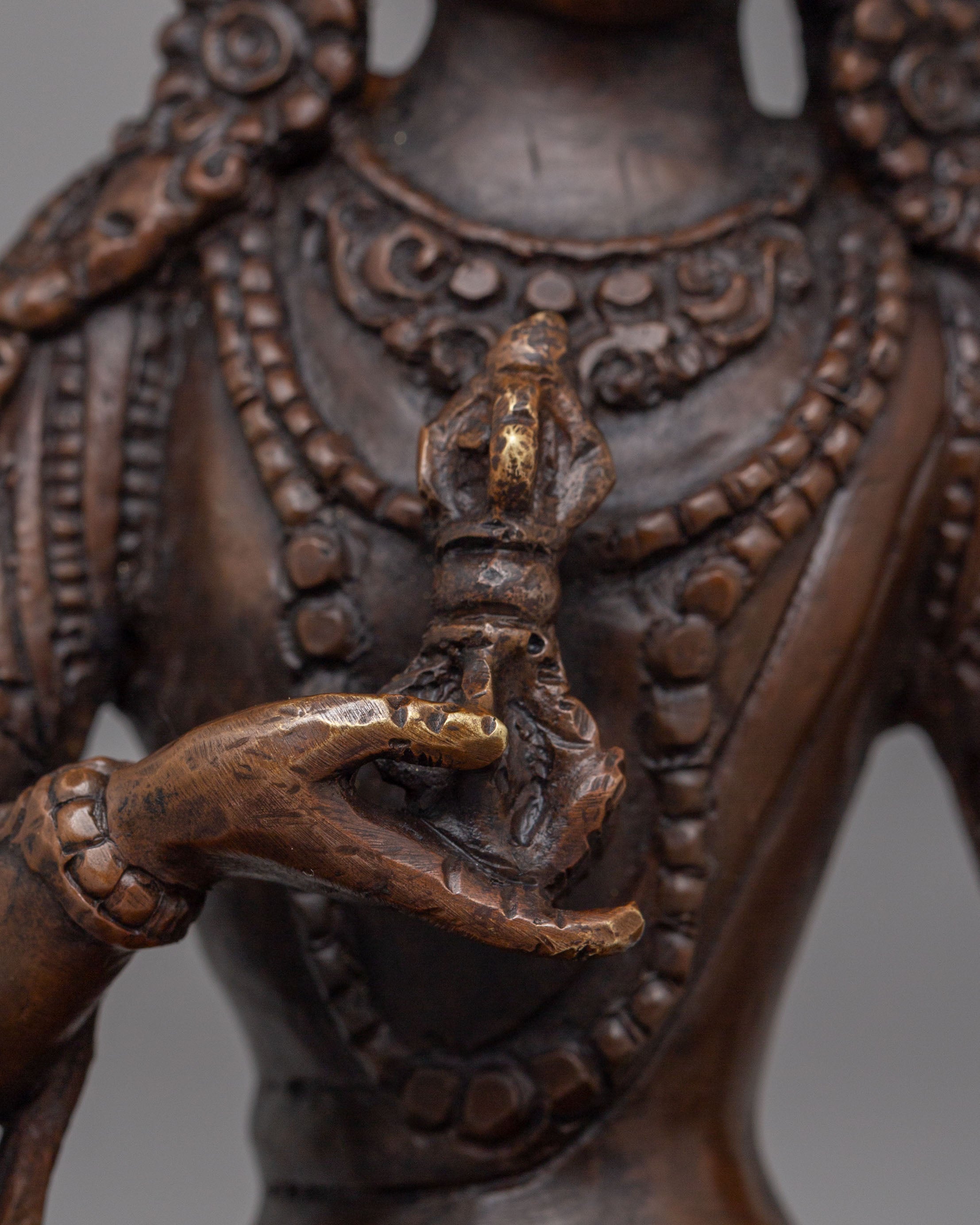 Sacred Himalayan Vajrasattva Statue | Oxidized Copper Figurine for Spiritual Meditation