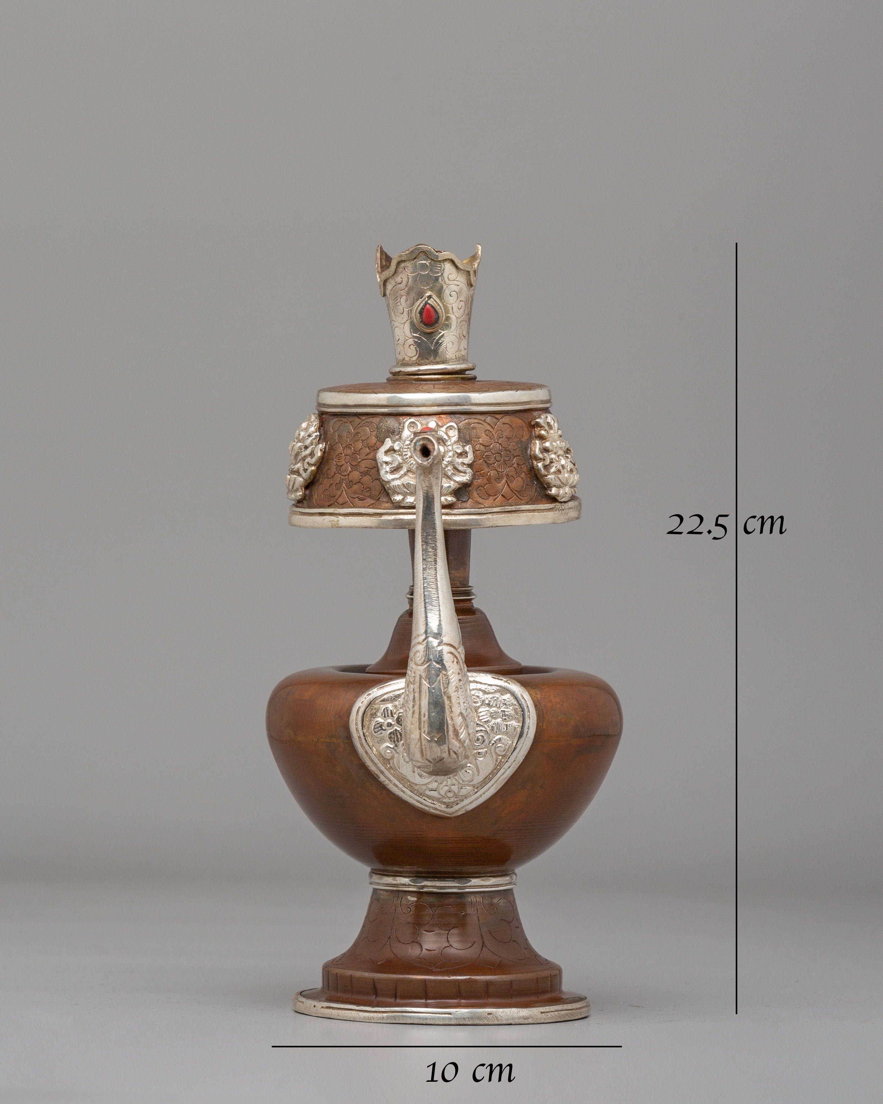 Spiritual Ceremonial Bhumba Pair | Tibetan Ritual Copper Silver Vessels
