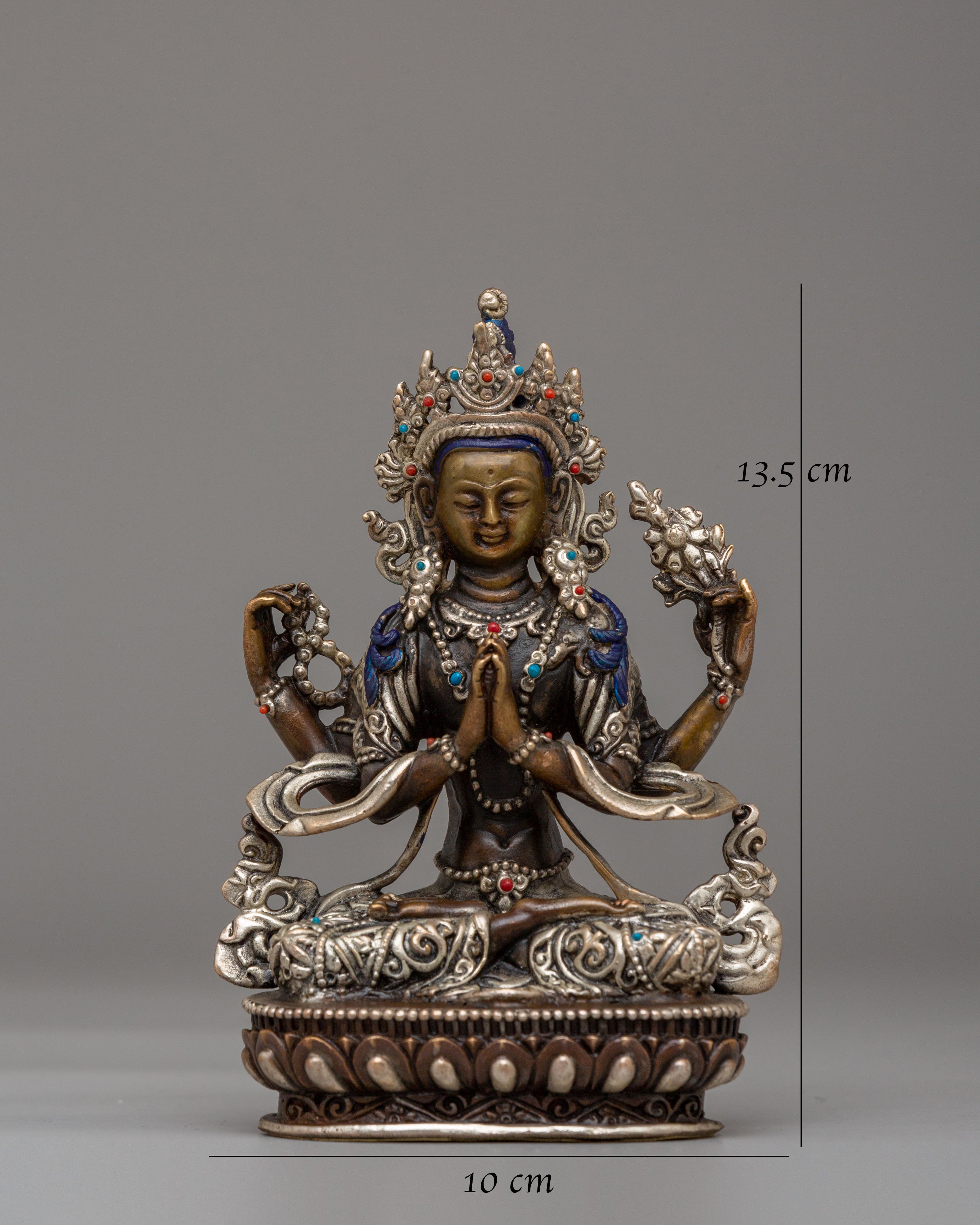 Handmade Chenrezig Compassion Deity Statue | Symbol of Infinite Love & Mercy