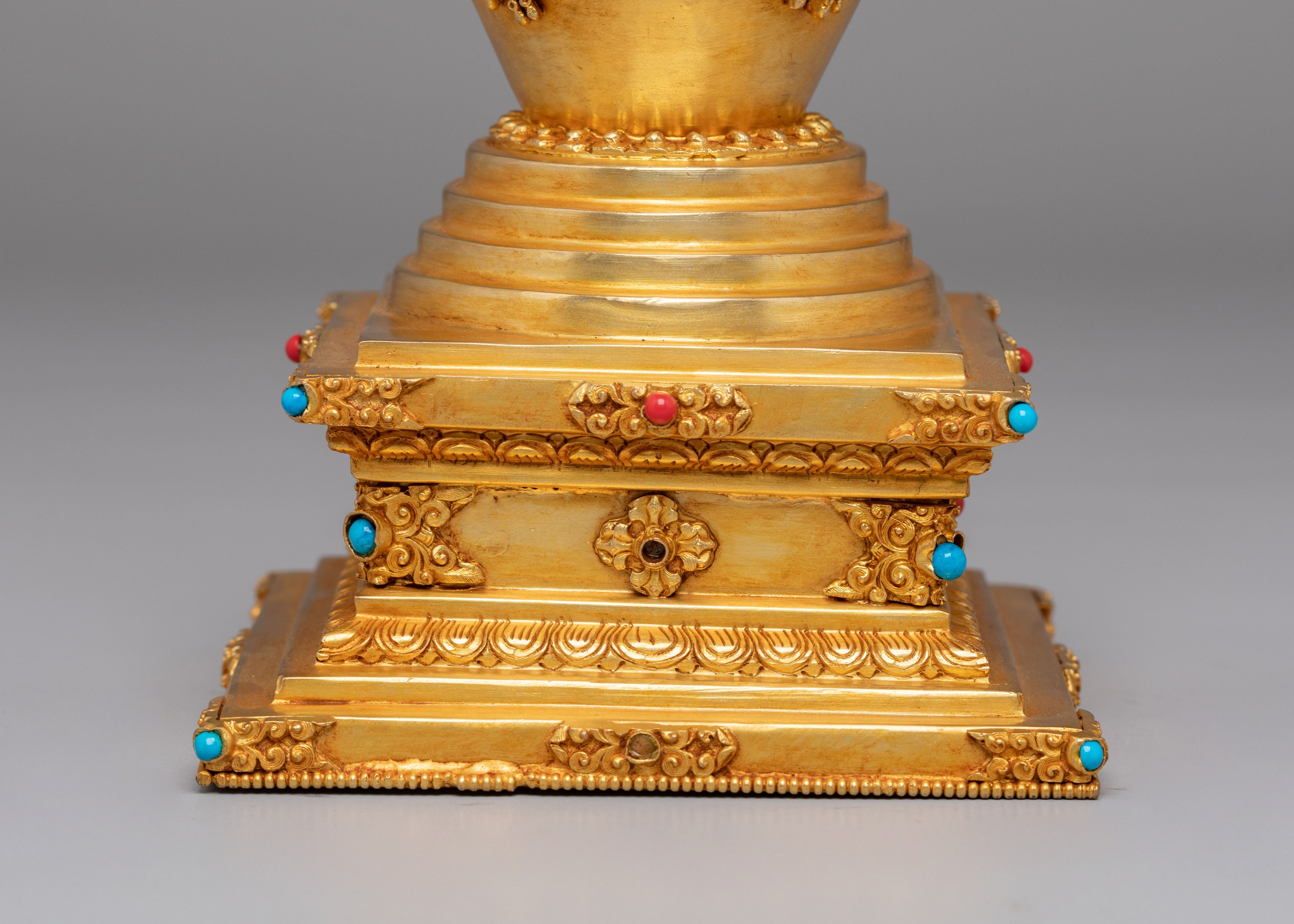 Tibetan Altar Lotus Blossom Stupa | Meditation Decor