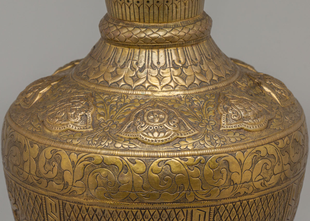 Decorative Himalayan Vase | Handcrafted Brass Tibetan Vessel