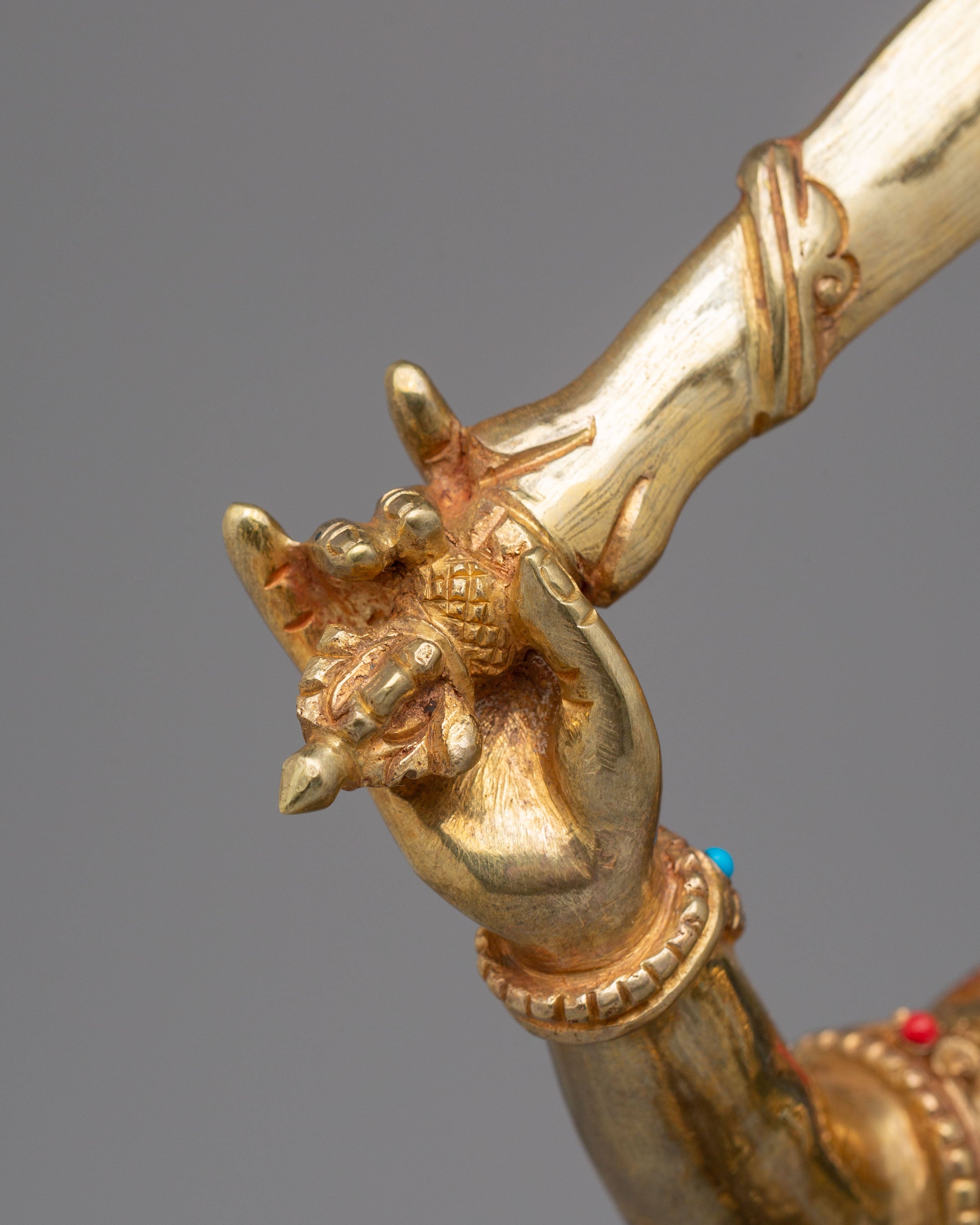 Spiritual Manjushri Altar Statue | 24K Gold Plated Tibetan Buddhist Deity