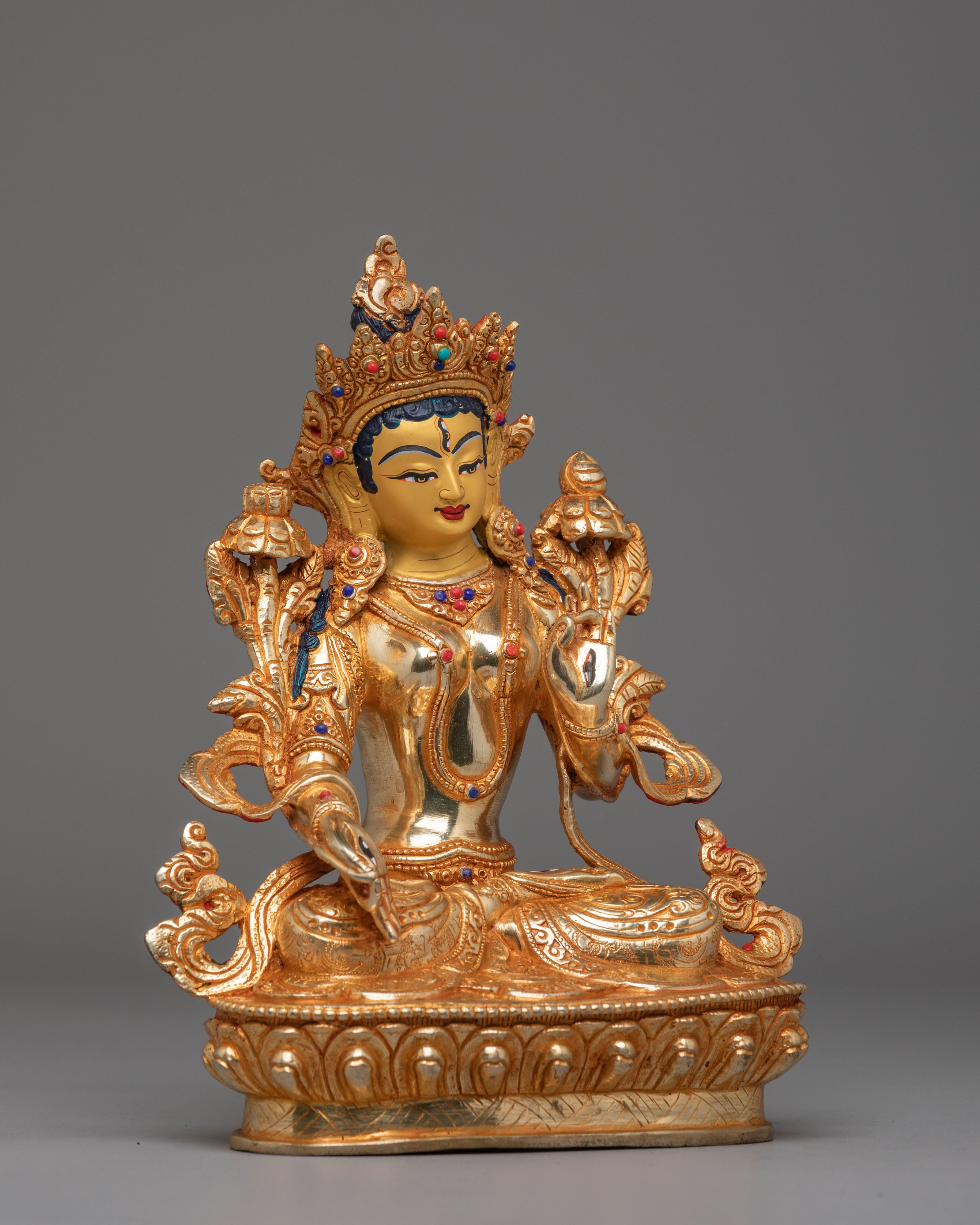 Traditional White Tara Figurine | Tibetan Buddhist Deity