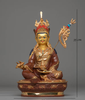 24k Gold Glided Guru Rinpoche Statue | Spiritual Statue for Altar