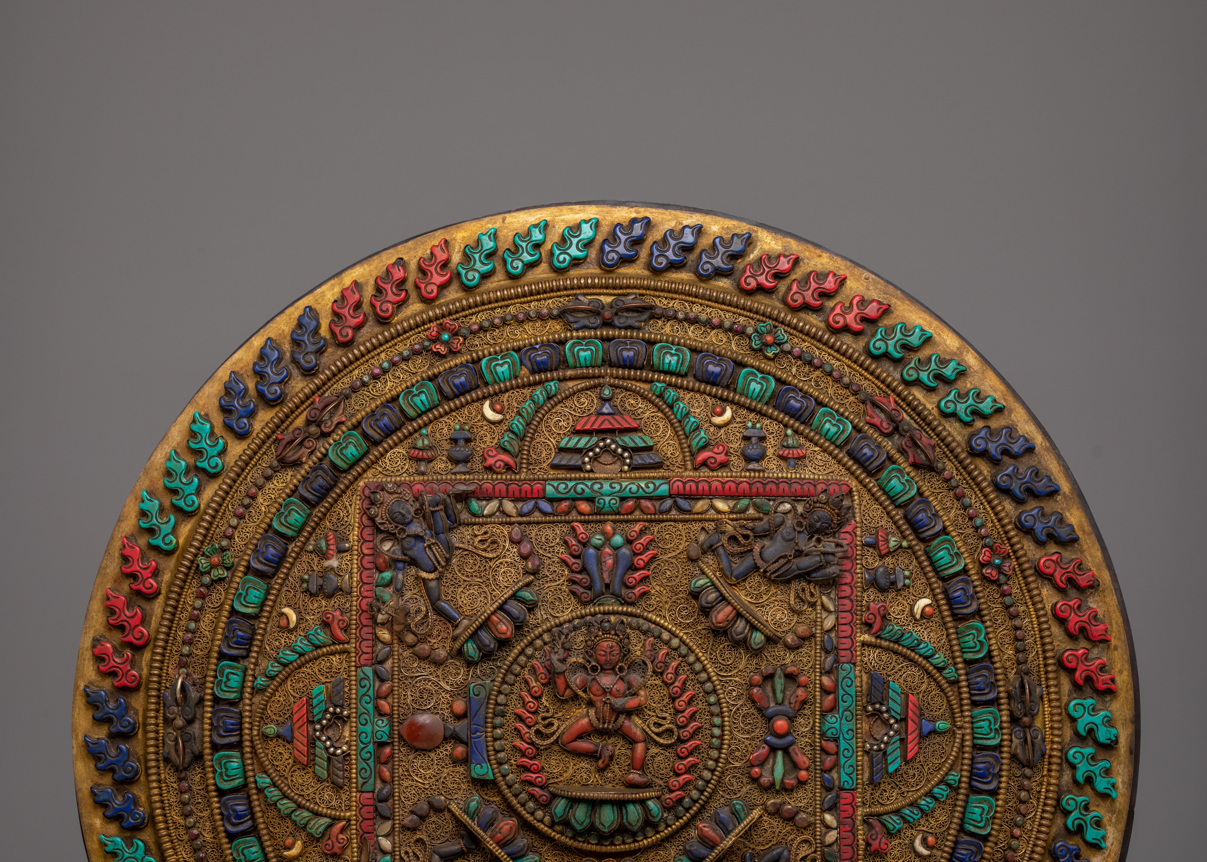 Nepalese Mandala with Stand | Copper Mandala Art