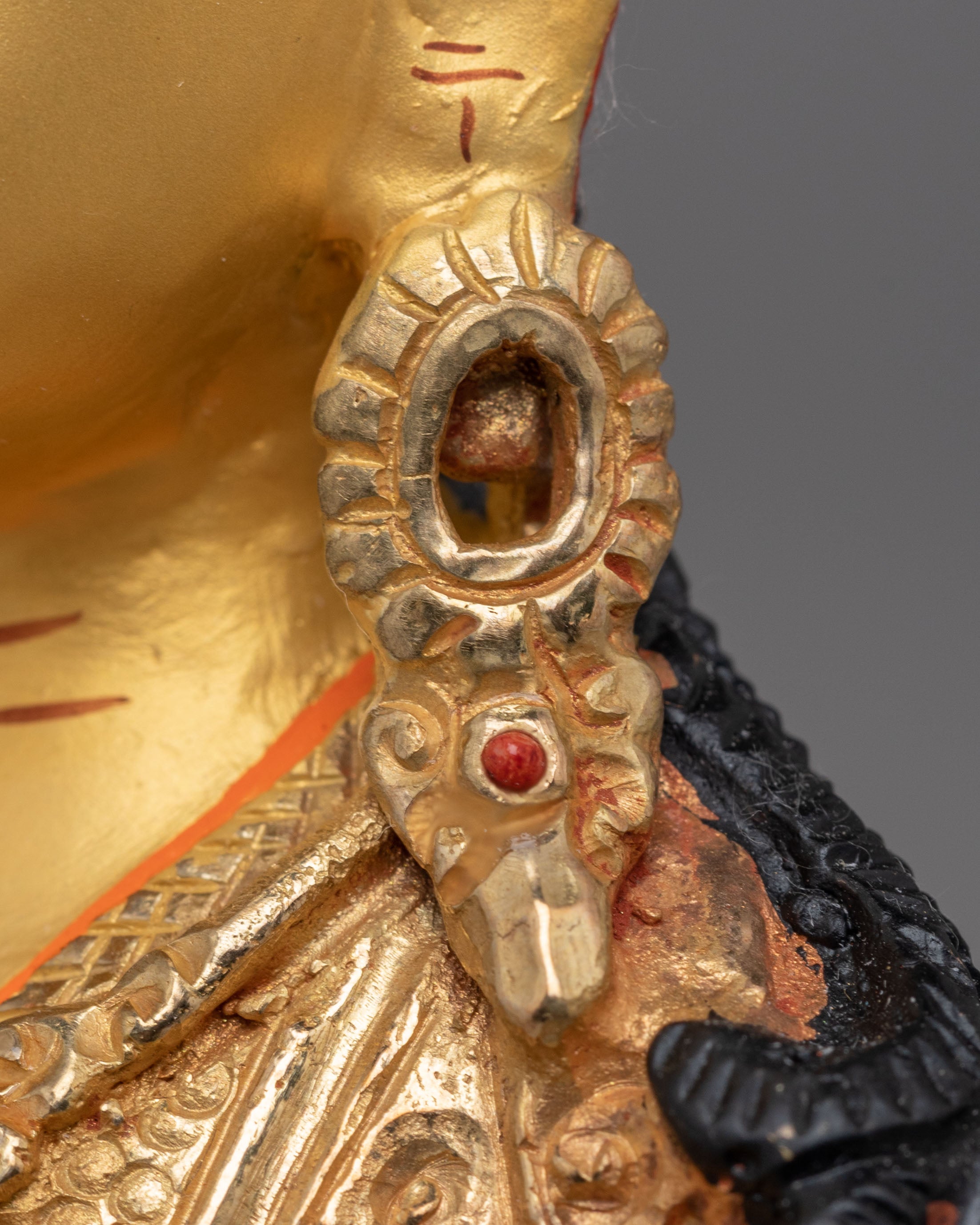 Buddhist Protector Guru Rinpoche Statue | 24K Gold Gilded Tibetan Art