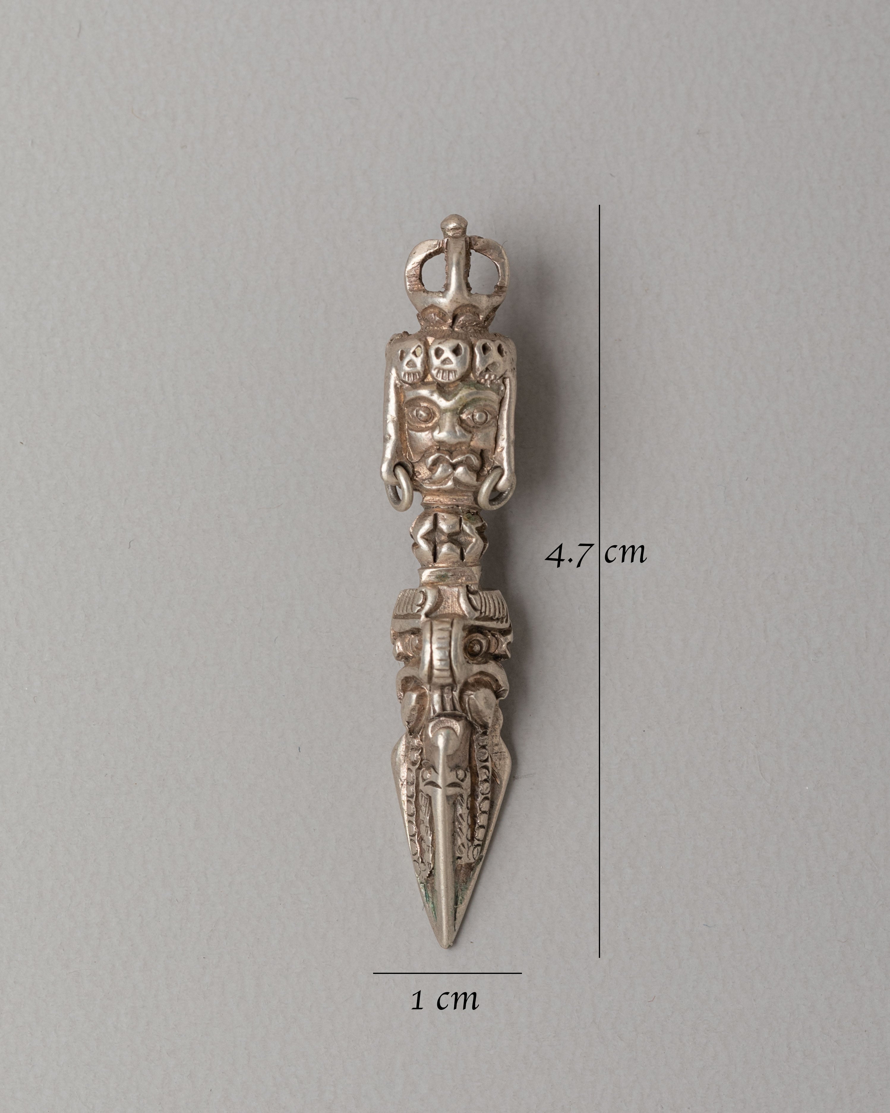 Handmade Phurba Locket | Silver & Zircon Sacred Talisman