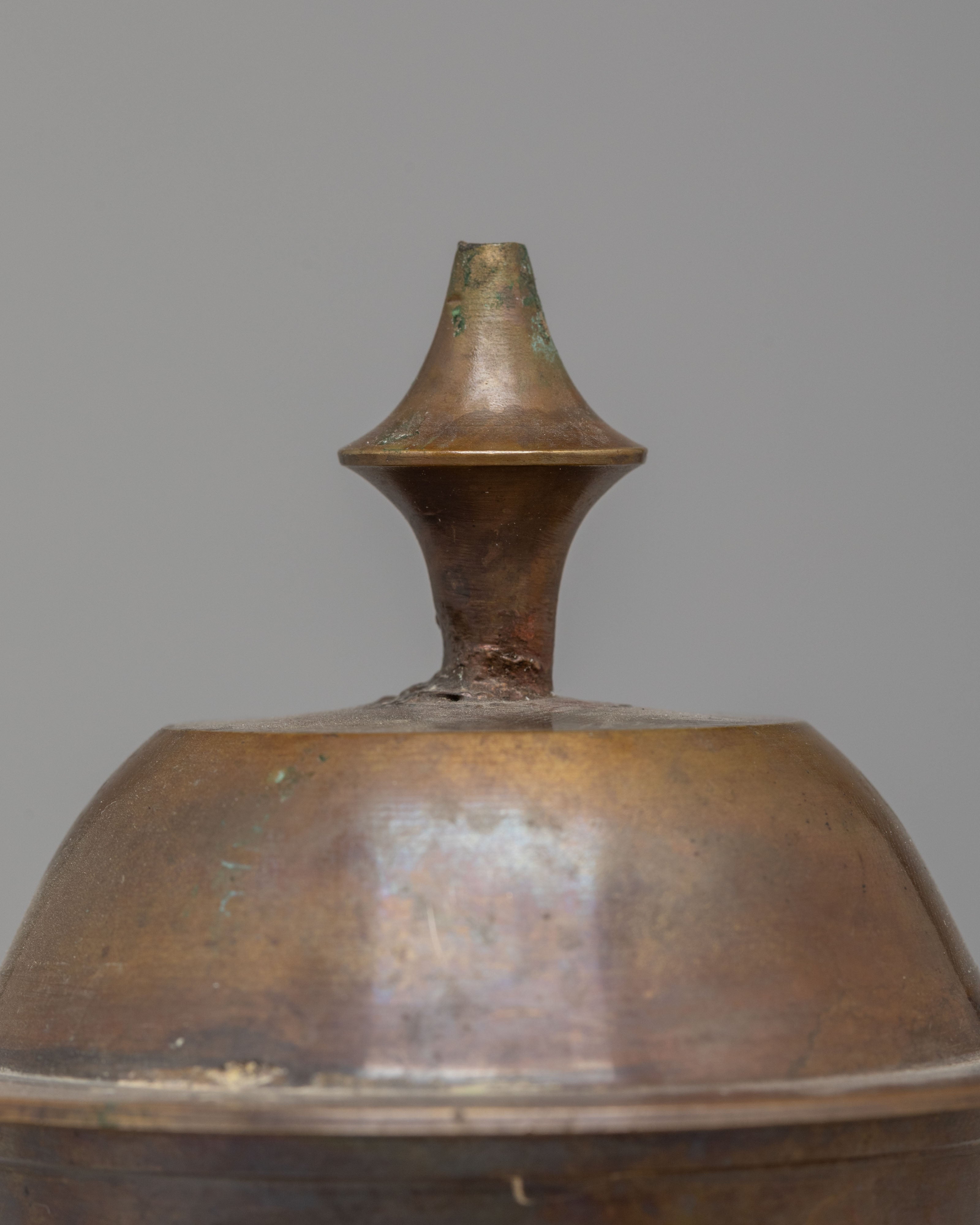 Buddhist Offering Altar Rice Pot | Oxidized Brass Ritual Vessel