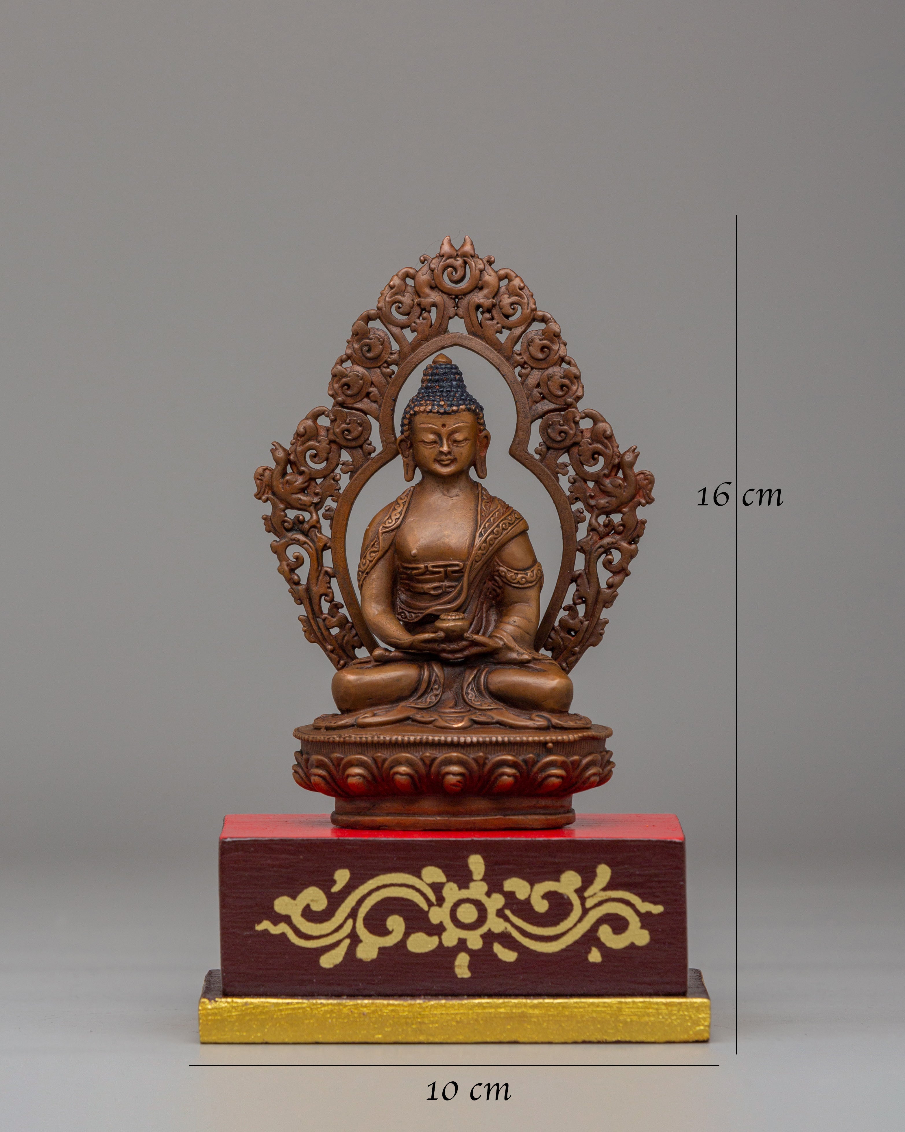Amitabha Buddha Deity Statue | Handcrafted Copper & Wood Figure