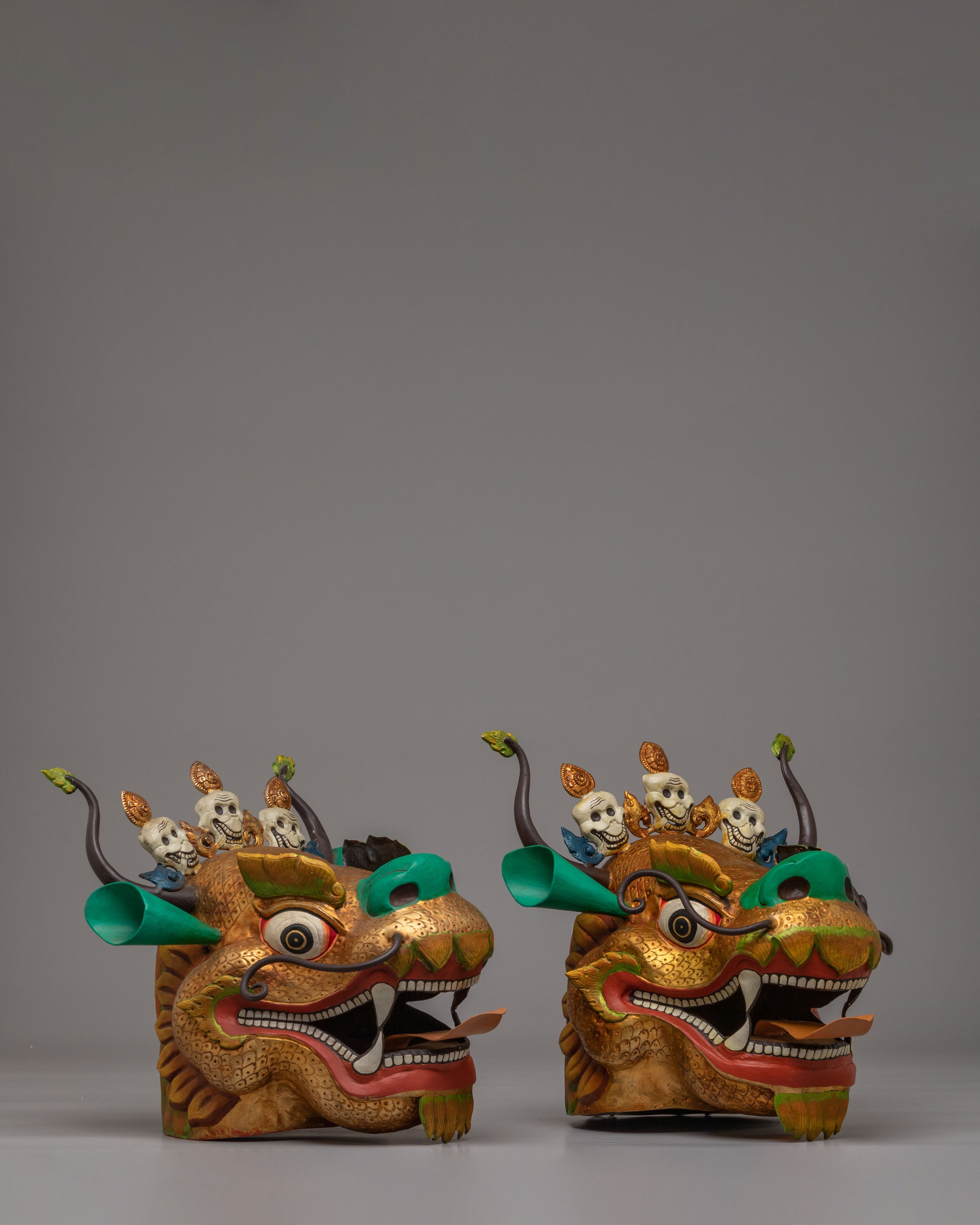 Dragon Head Set for Decor | Handcrafted Copper & Acrylic Color Art